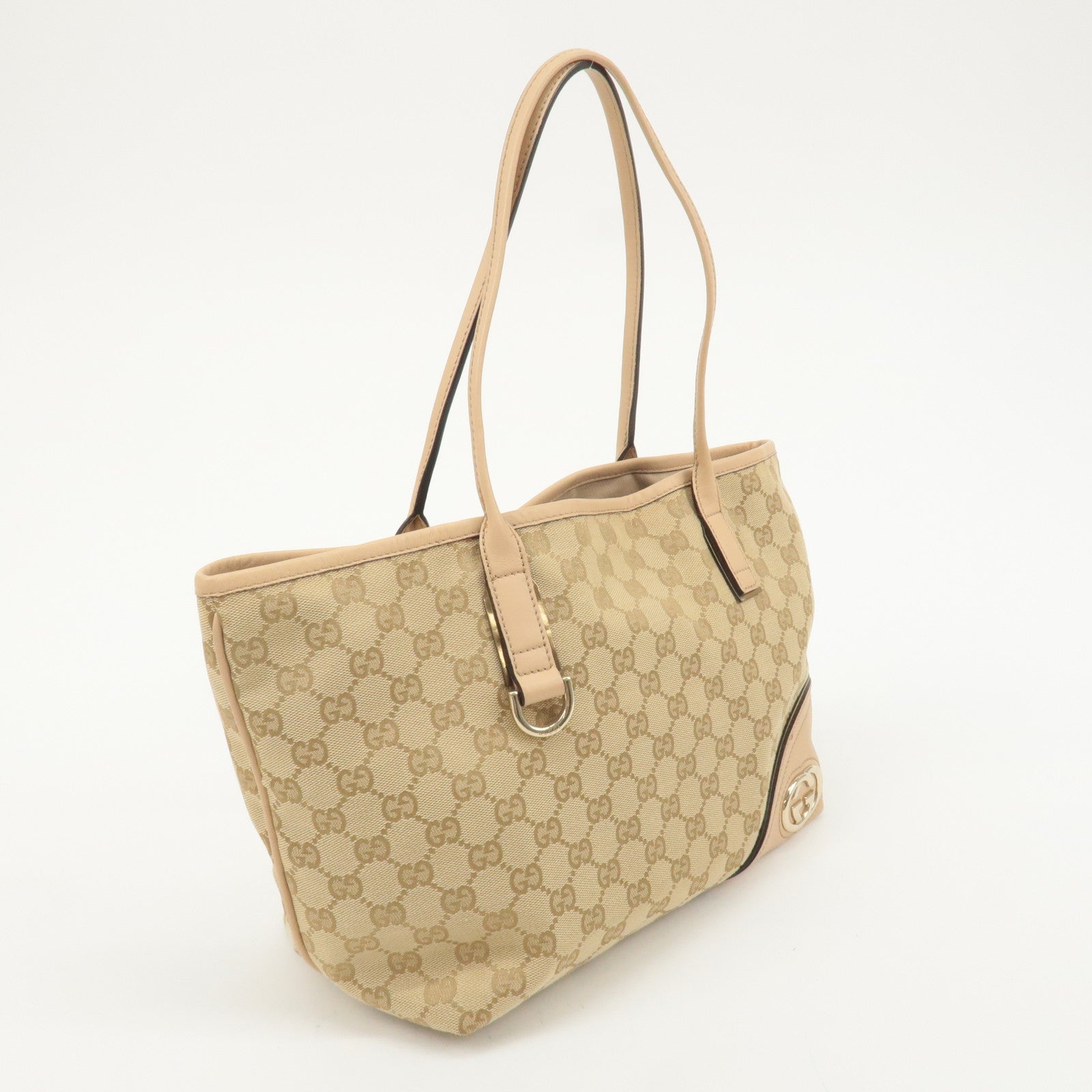 GUCCI Abbey Interlocking G GG Canvas Leather Tote Bag 169946