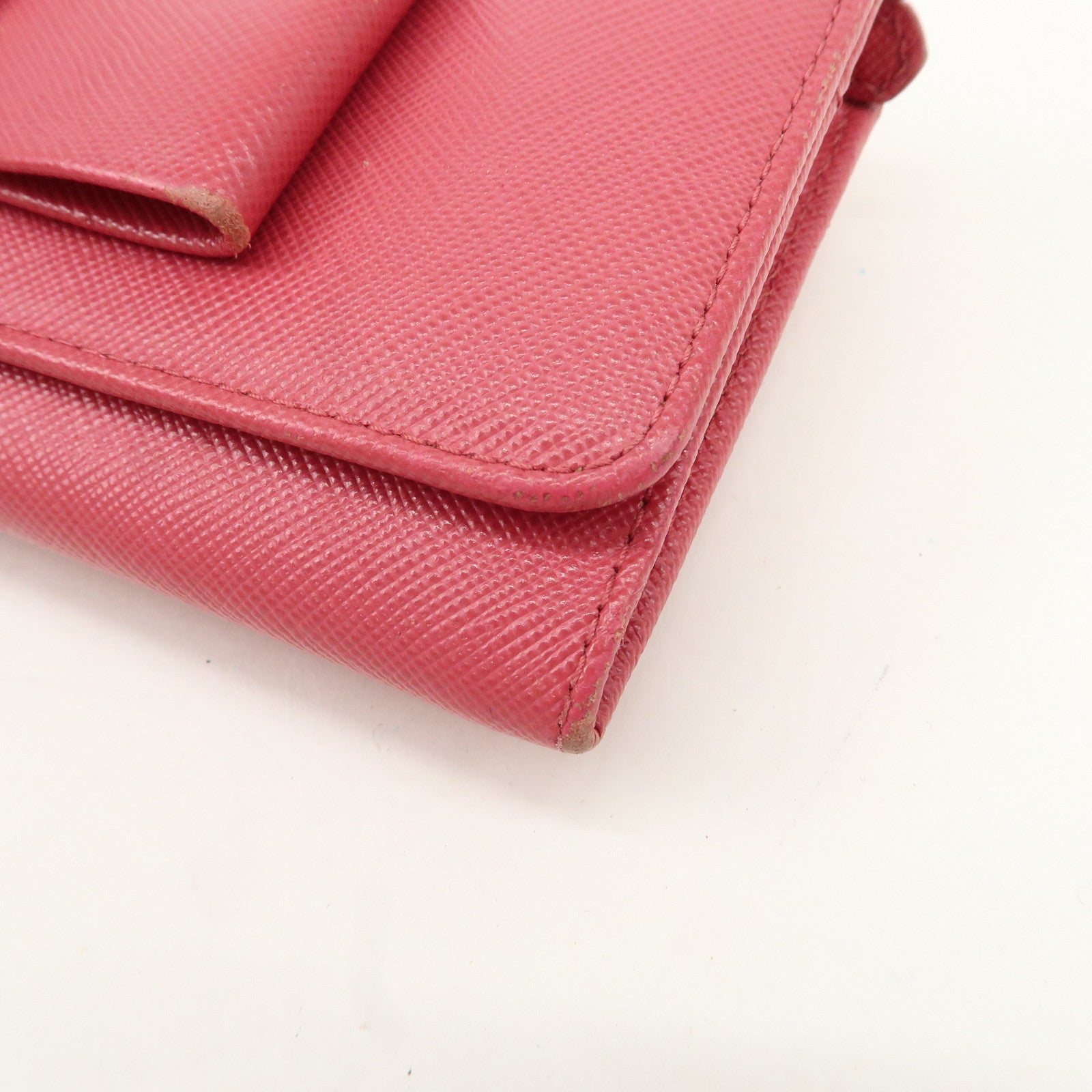 PRADA Saffiano Leather Set of 2 Long Wallet Pink 1MH132 1ML506 Used