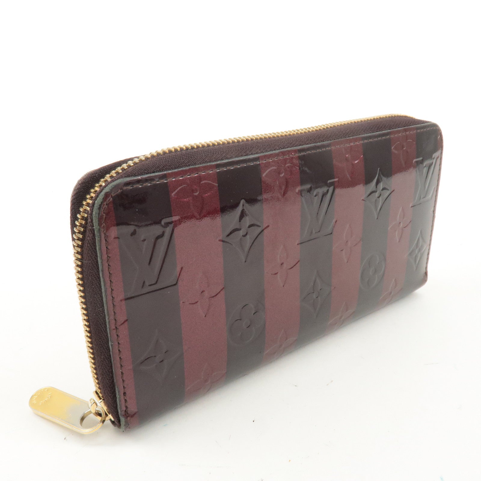 Louis Vuitton Monogram Vernis Rayure Zippy Wallet Amarante M91717