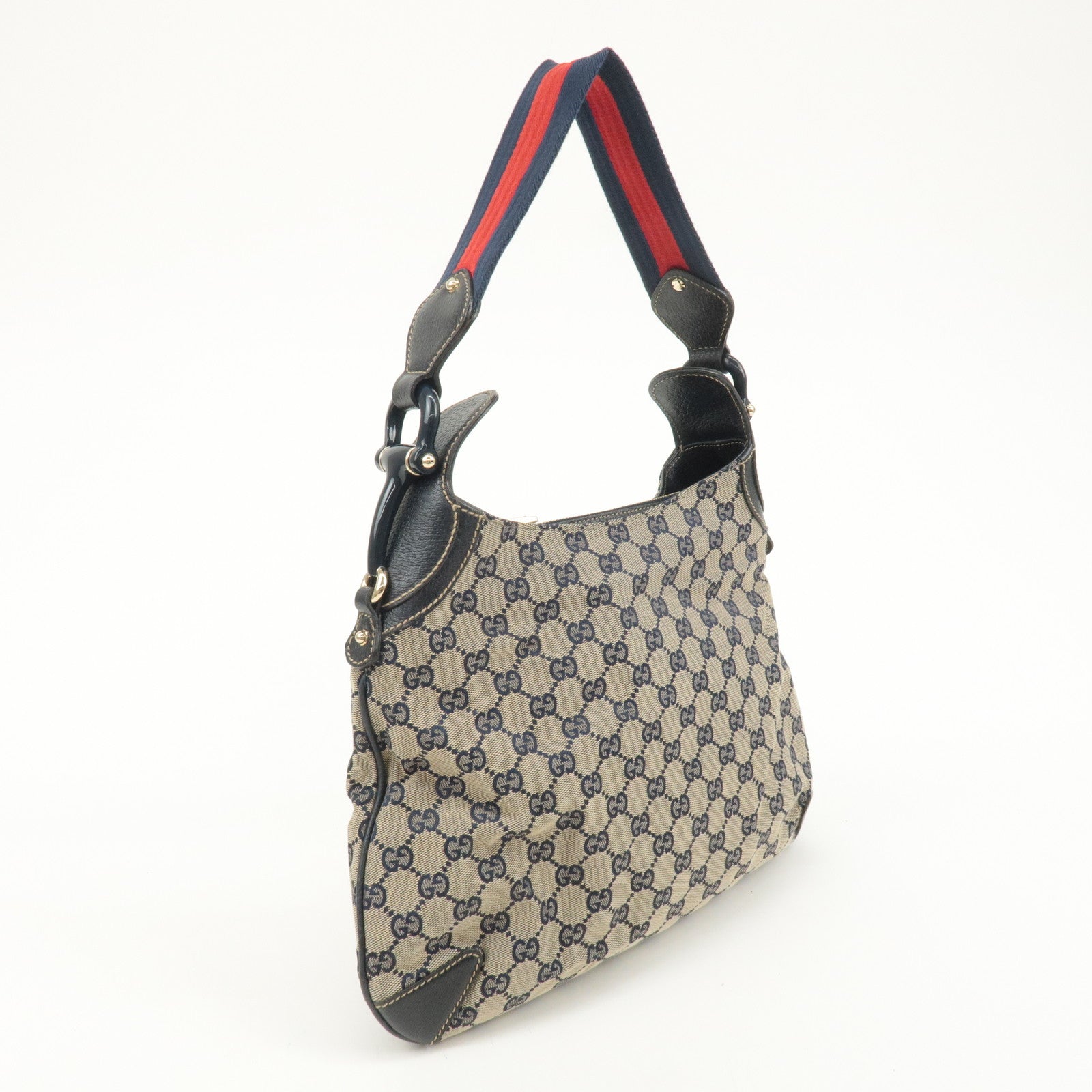 GUCCI Sherry Horsebit GG Canvas Leather One Shoulder Bag 145826