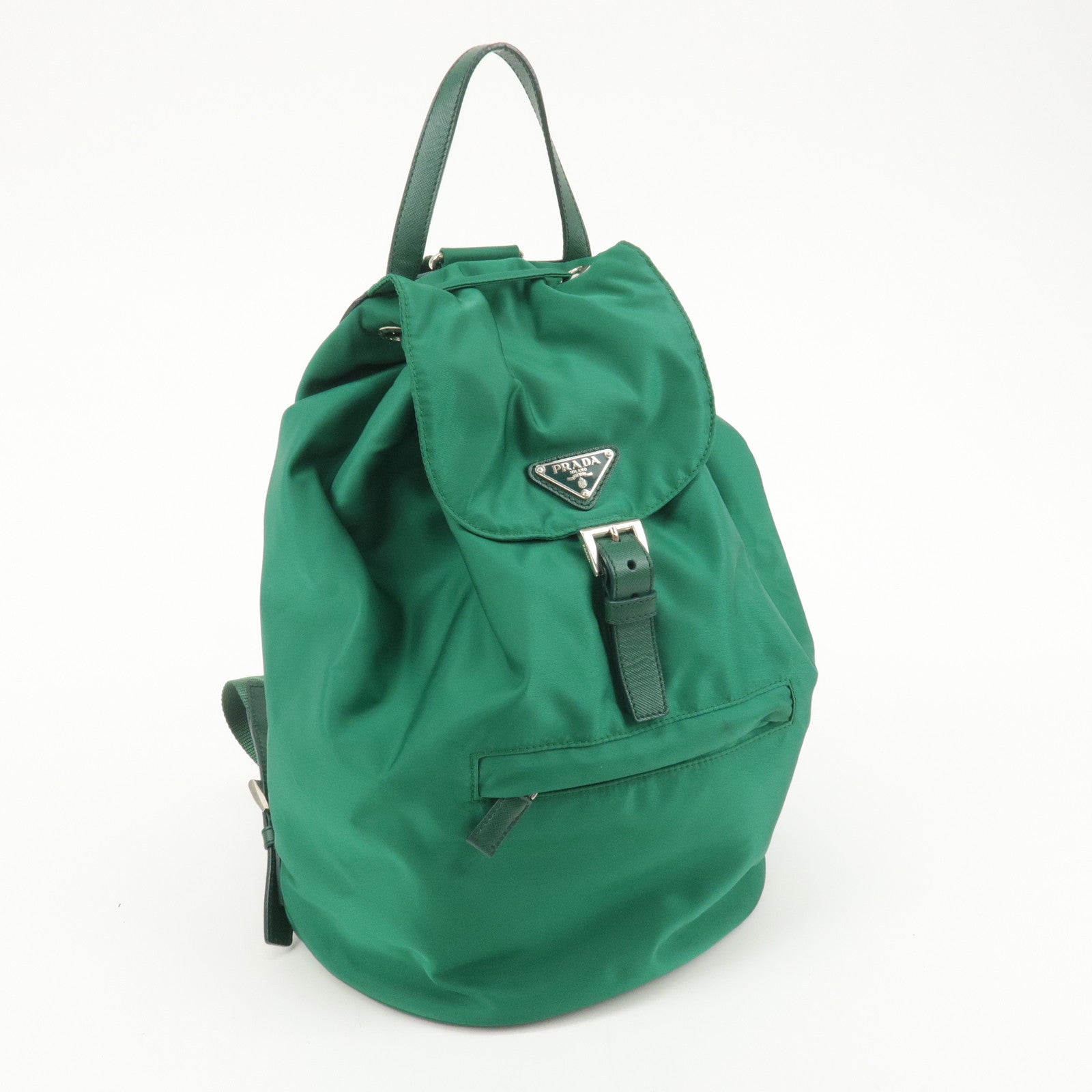 PRADA Nylon Leather Backpack Ruck Sack Green 1BZ032