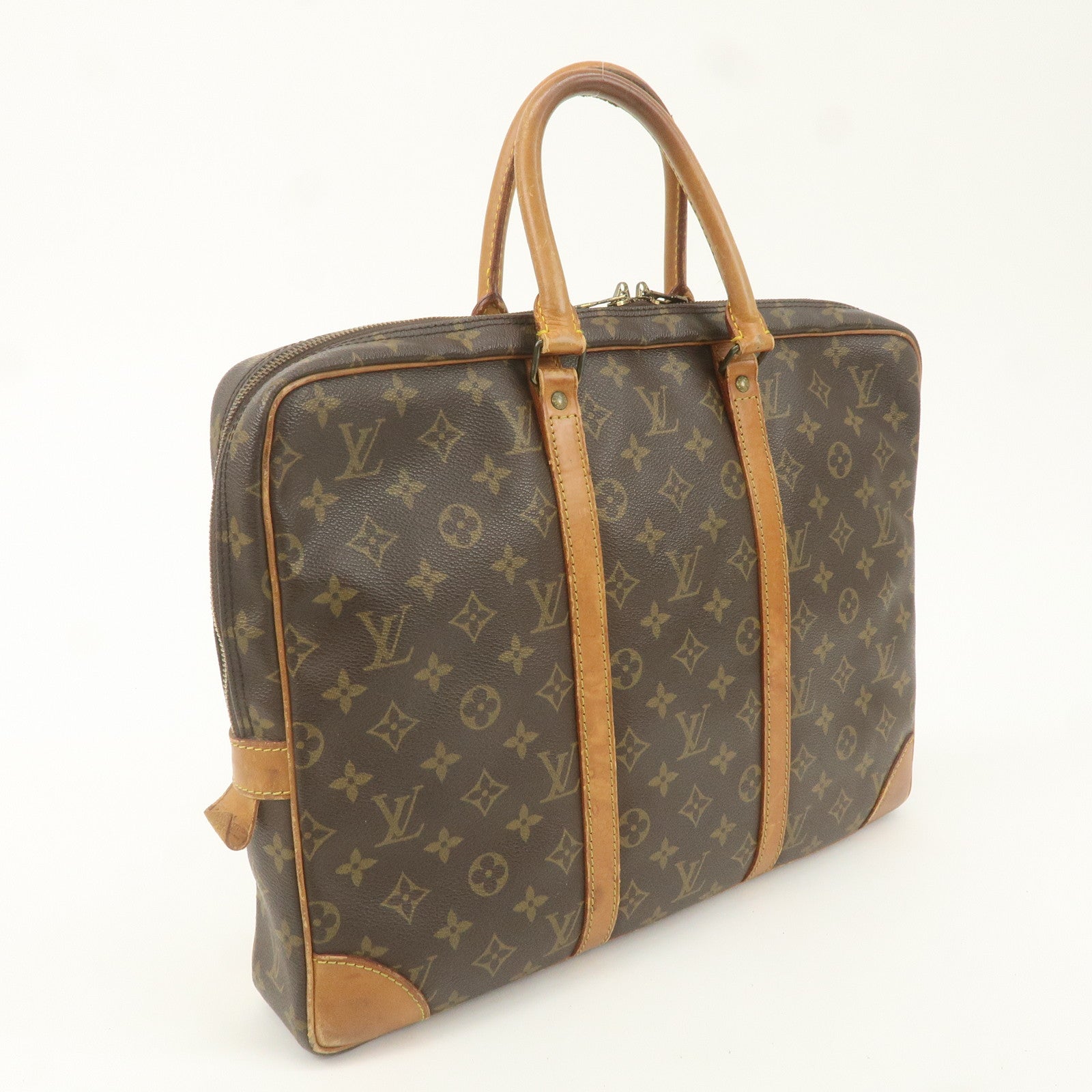 Louis Vuitton Monogram Porte Documents Voyage Bag Brown M53361