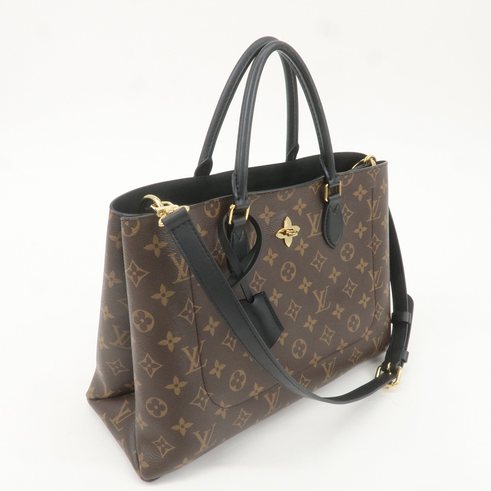 Louis Vuitton Monogram Flower Tote 2Way Hand Bag Noir M43550