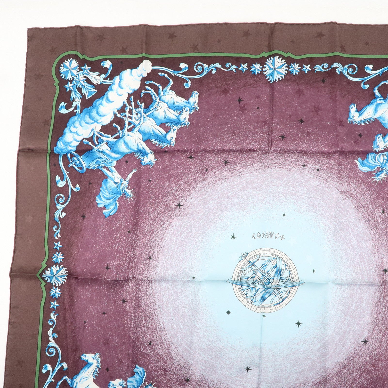 HERMES Carre 90 Silk 100% Scarf COSMOS Space View Brown Blue White