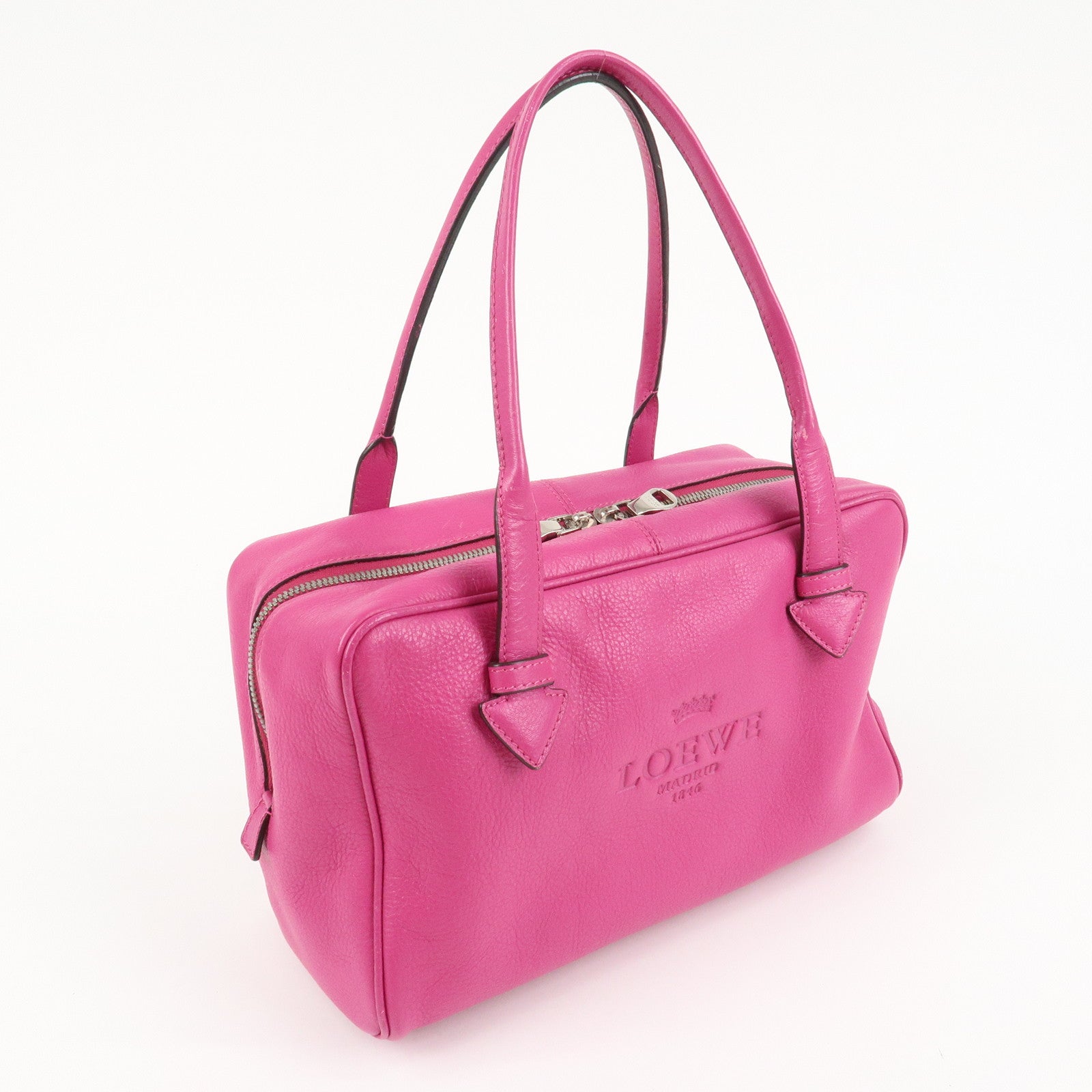 LOEWE Leather Herritage Mini Boston Bag Hand Bag Pink