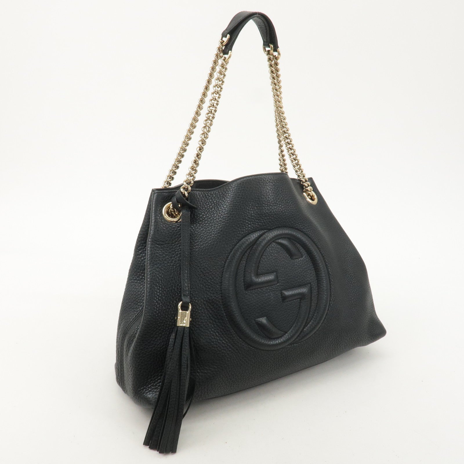 GUCCI SOHO Leather Chain Shoulder Bag Black 308982