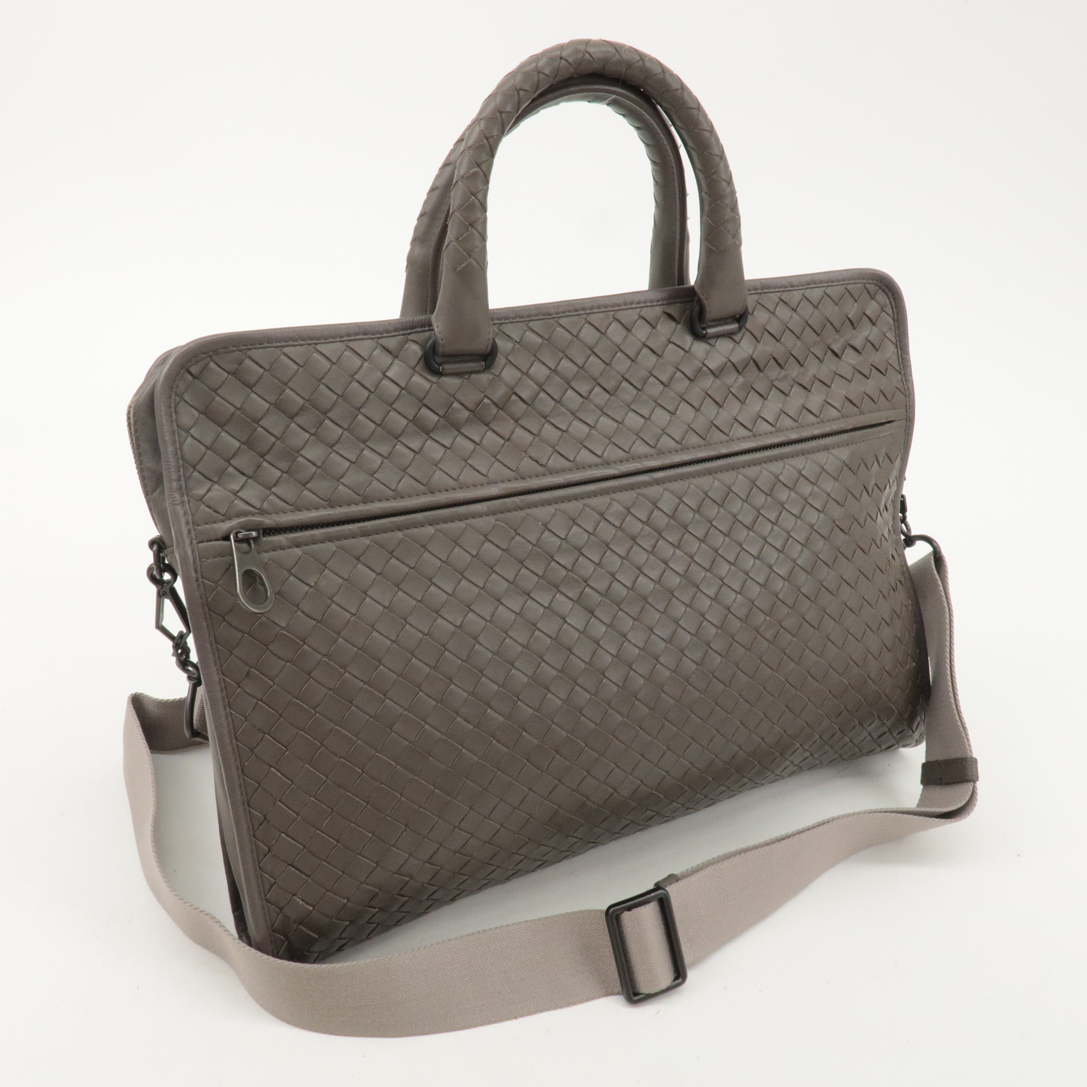 BOTTEGA VENETA Intrecciato Leather 2Way Business Bag Gray 387307