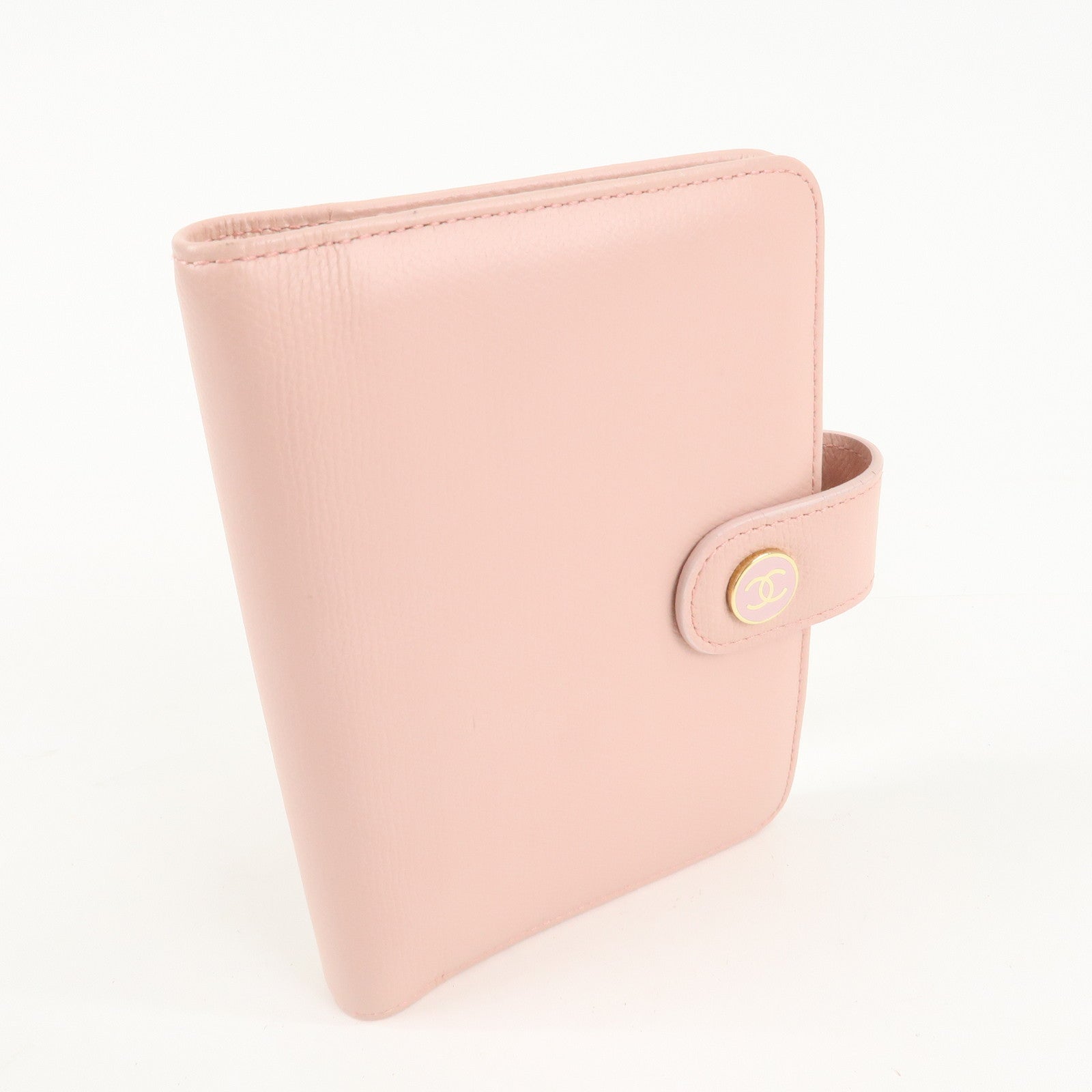 CHANEL Leather Planner Cover Pink Gold Hardware Used