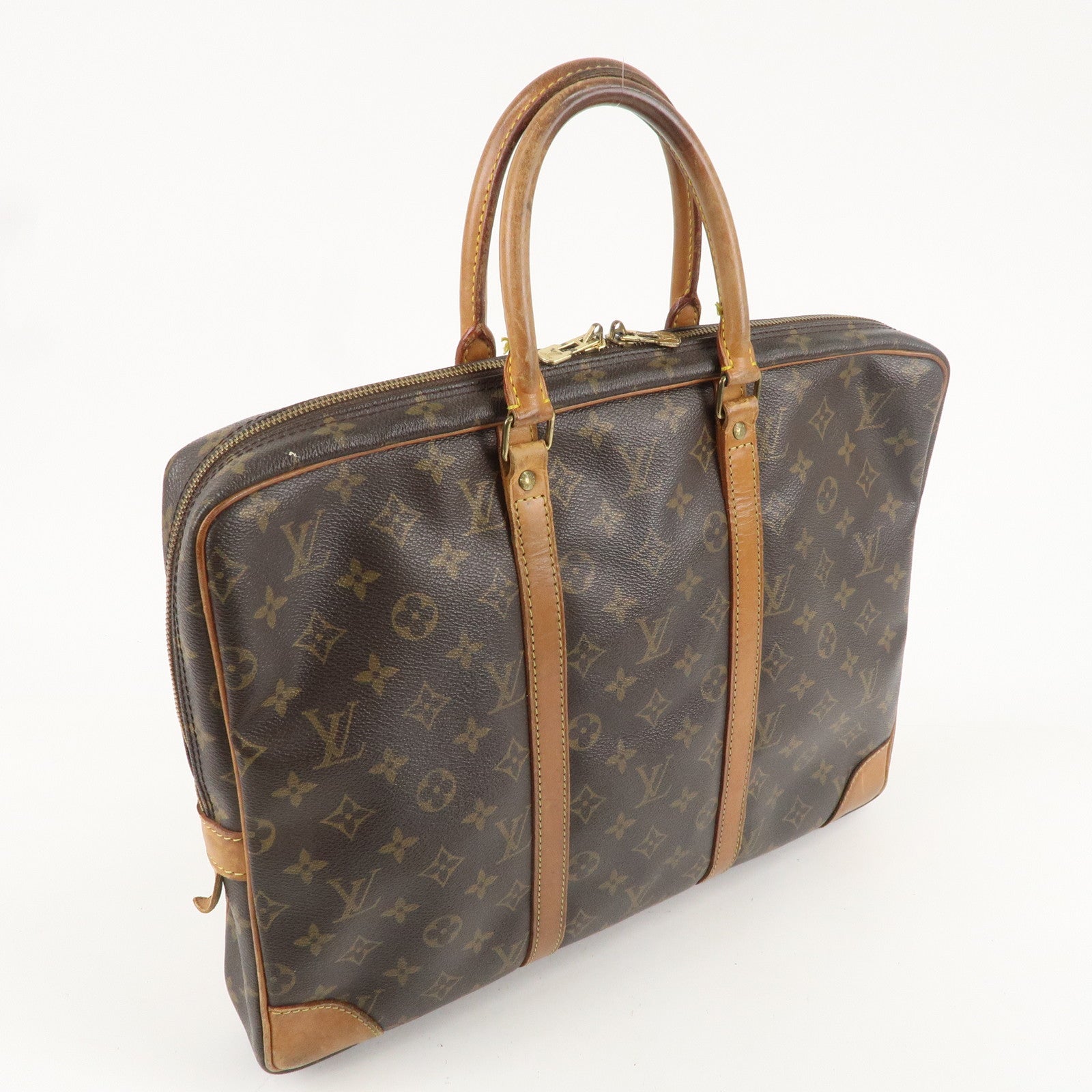 Louis Vuitton Monogram Porte Documents Voyage Bag Brown M53361