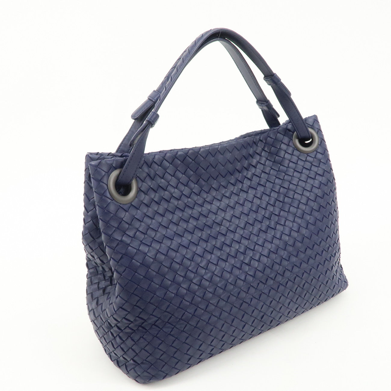 BOTTEGA VENETA Intrecciato  Leather Shoulder Bag Tote Bag Navy