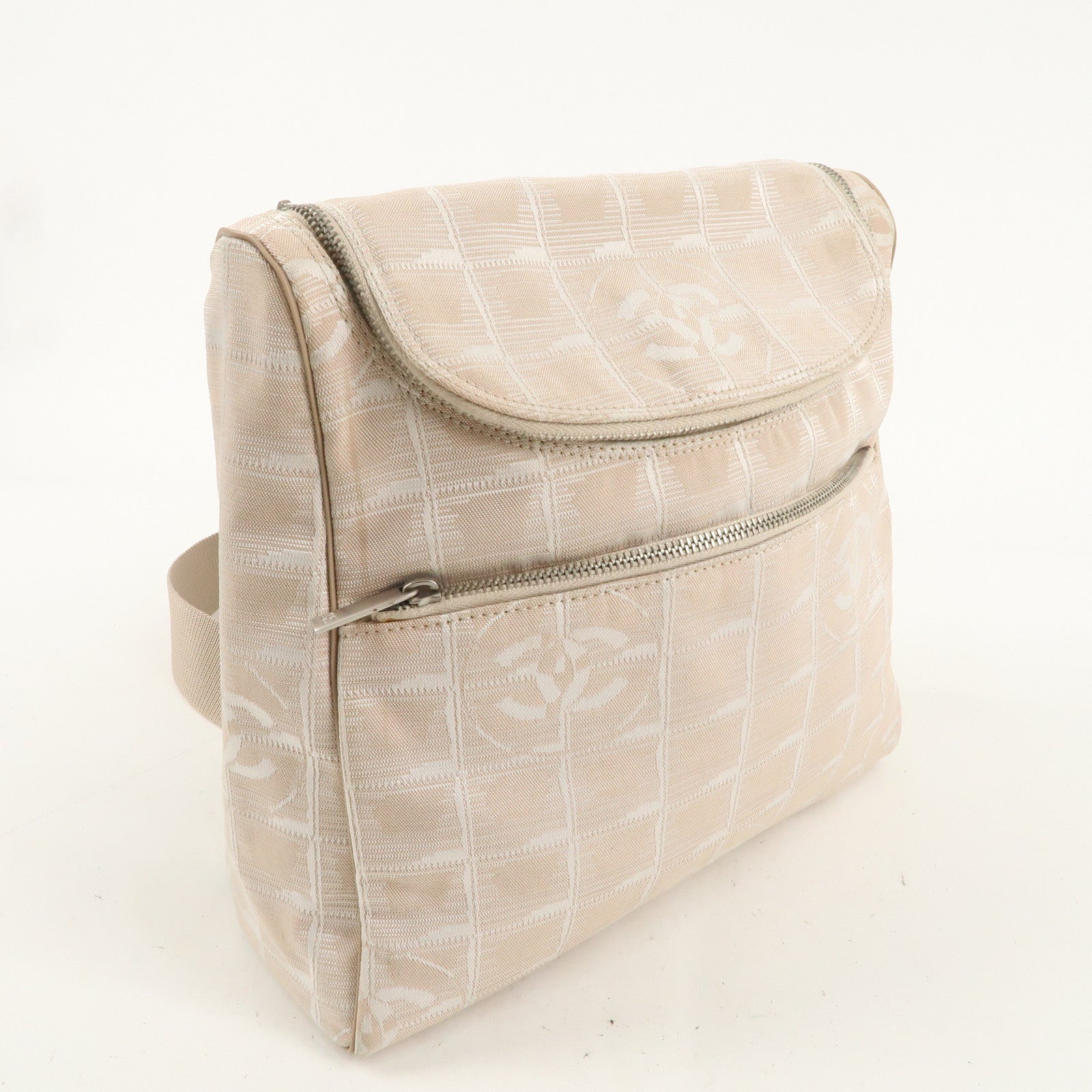 CHANEL New Travel Line Nylon Jacquard 2Way Back Pack Beige A15958