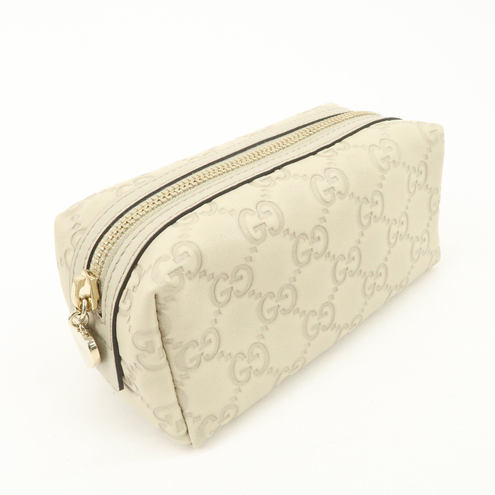 GUCCI Guccissima Leather Pouch Cosmetic Pouch Purse Ivory 153228 Used