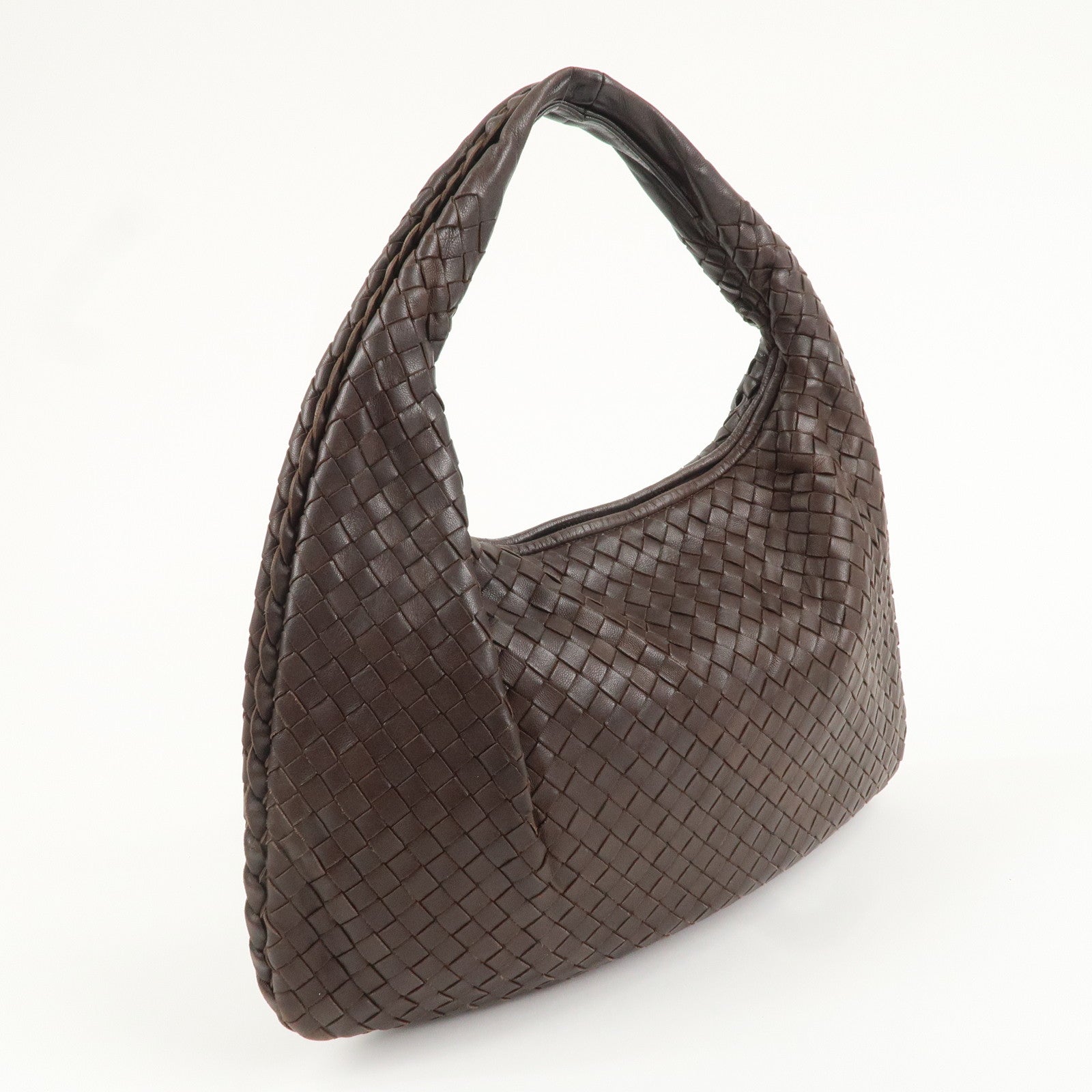 BOTTEGA VENETA Hobo Intrecciato Leather Shoulder Bag Brown 115653