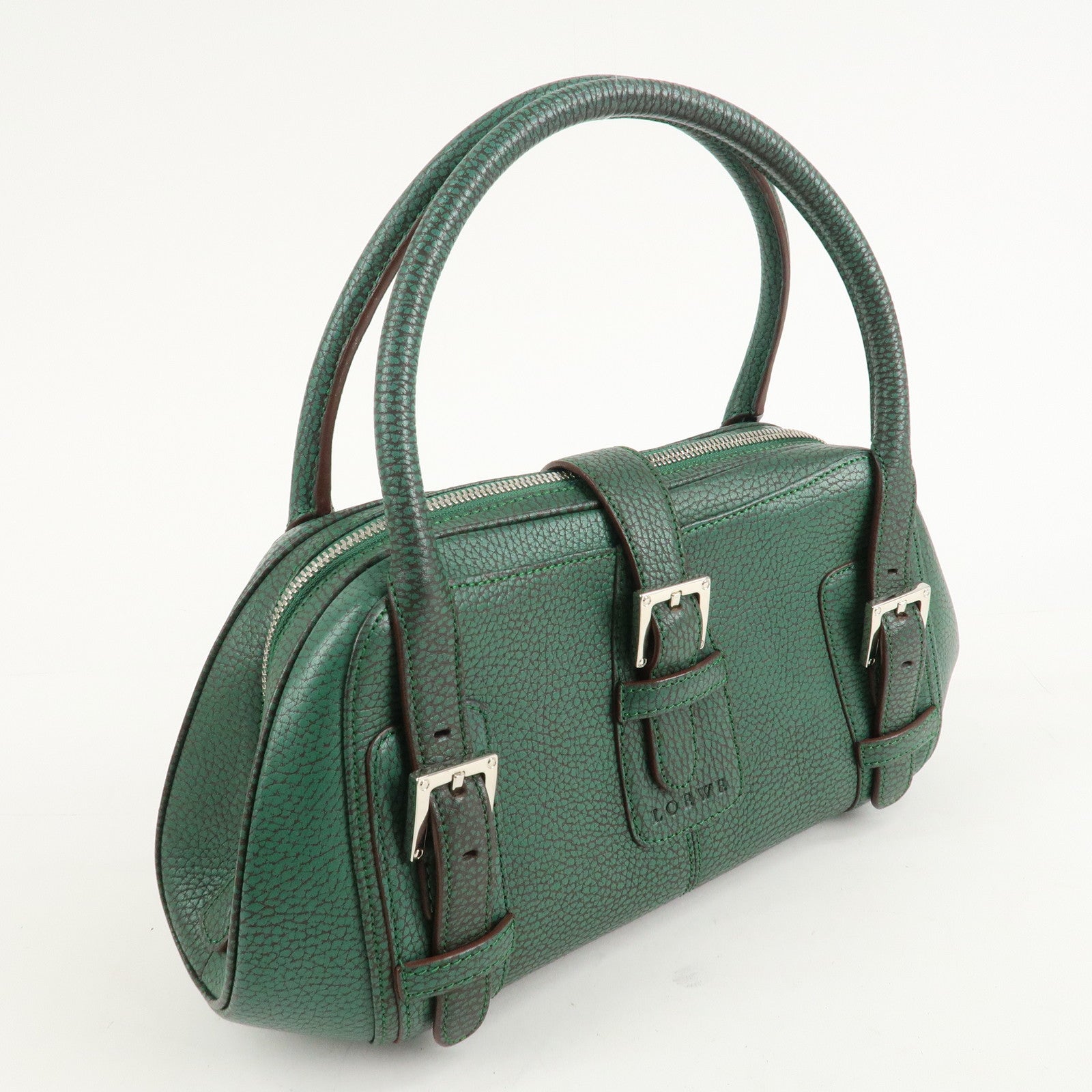 LOEWE Senda Leather Shoulder Bag Hand Bag Green