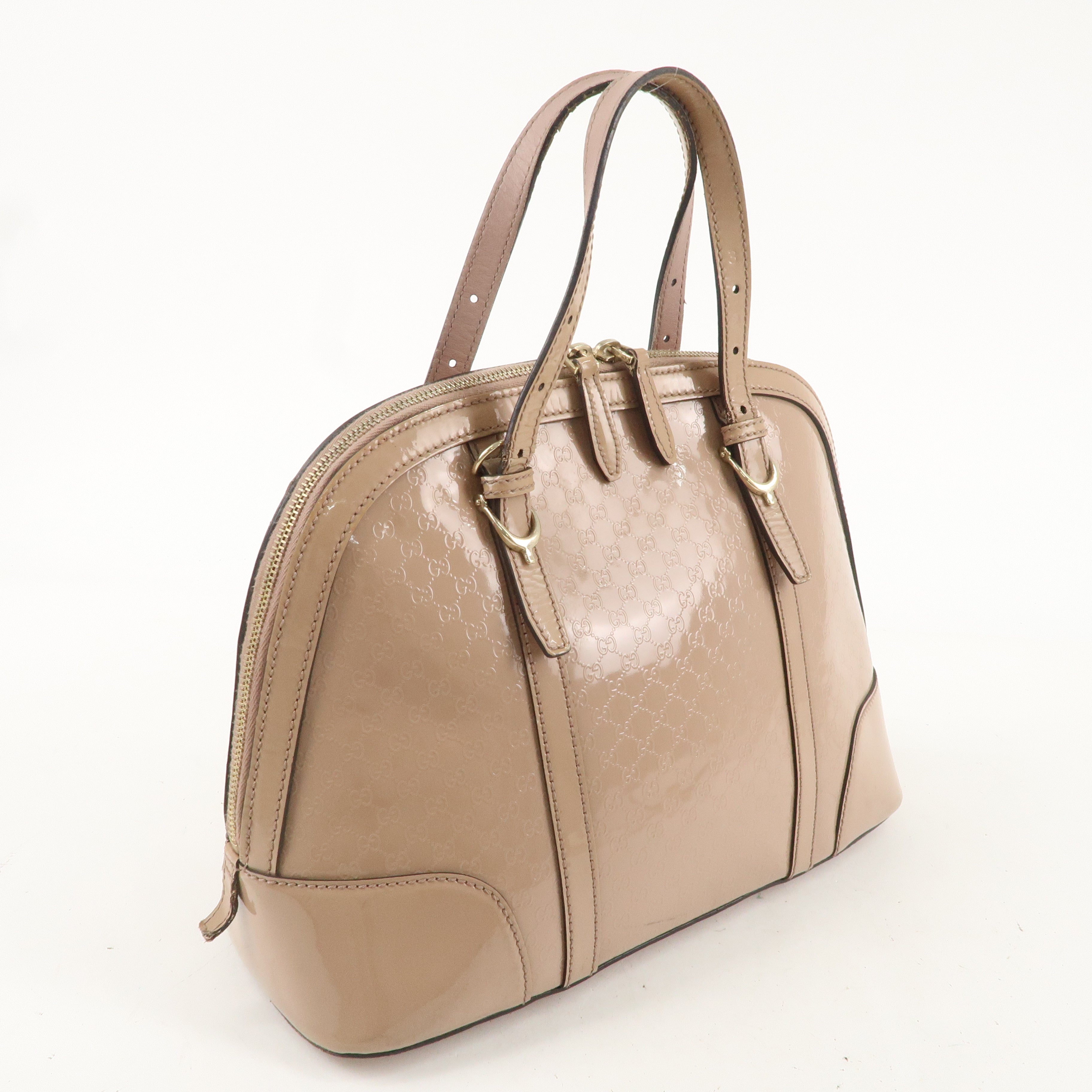 GUCCI Micro Guccissima Patent Leather 2way Hand Bag Beige 309617