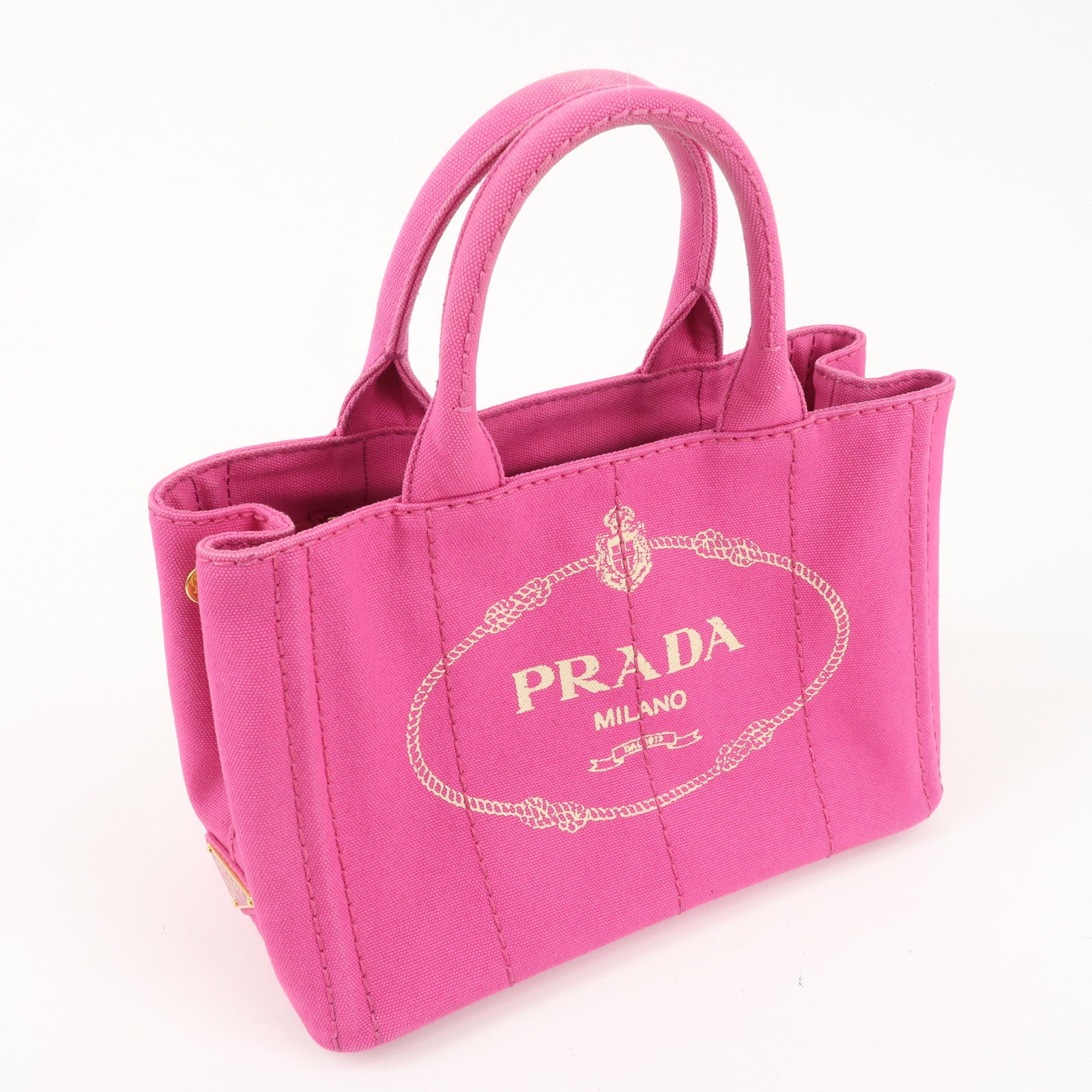 PRADA Canapa Mini Canvas 2Way Bag Hand Bag Pink 1BG439