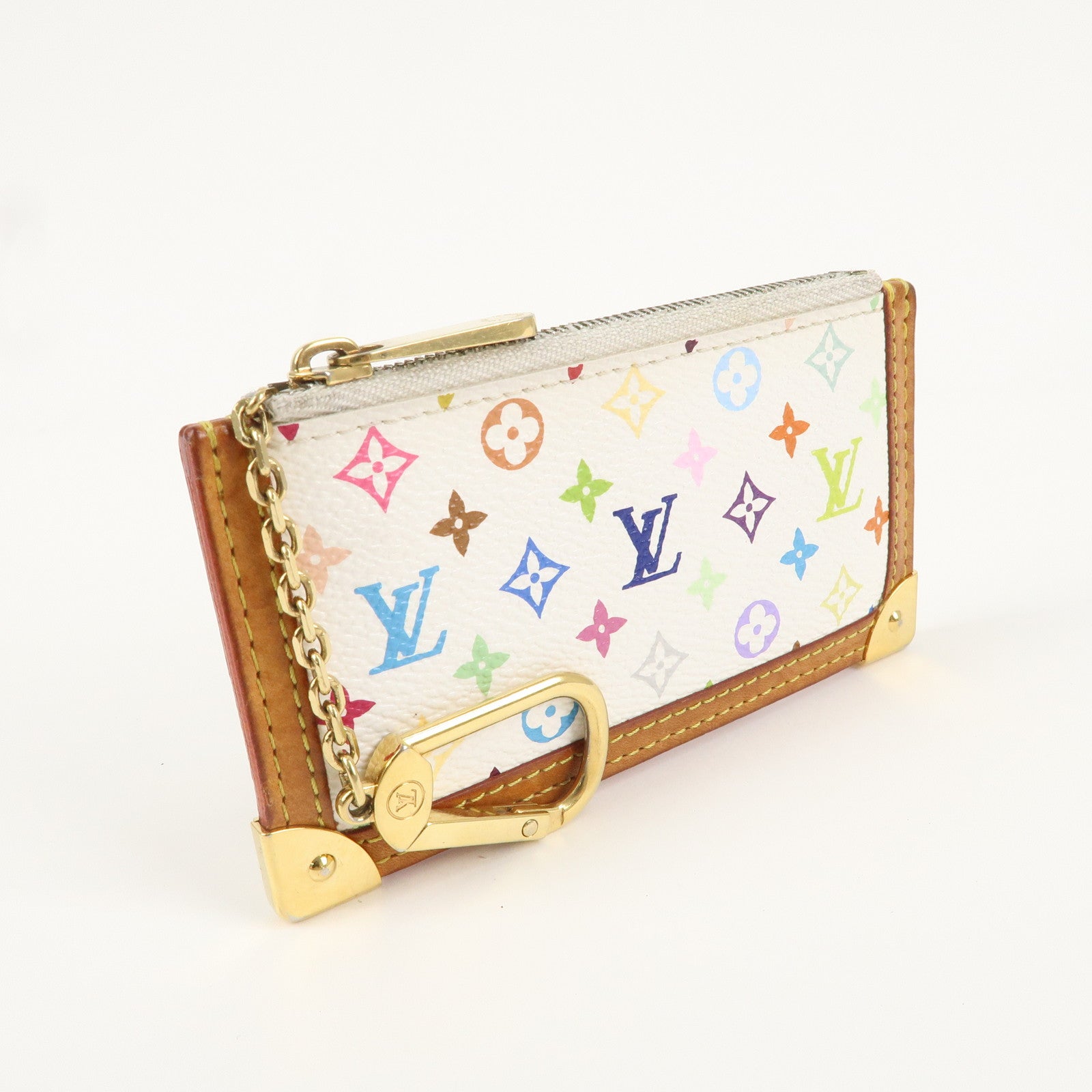 Louis Vuitton Monogram Multi Color Pochette Cles Blanc M92655