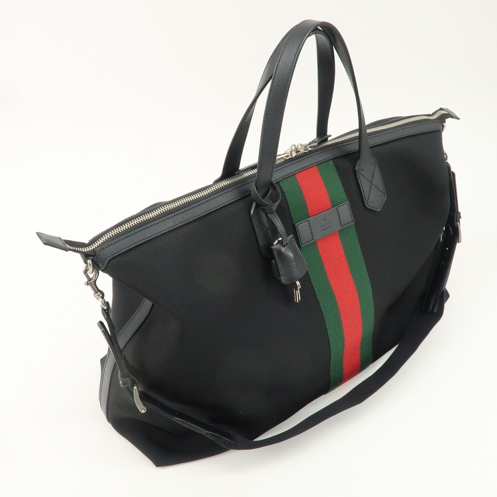 GUCCI Sherry Techno Canvas Leather Carry On Bag Boston Bag 353406