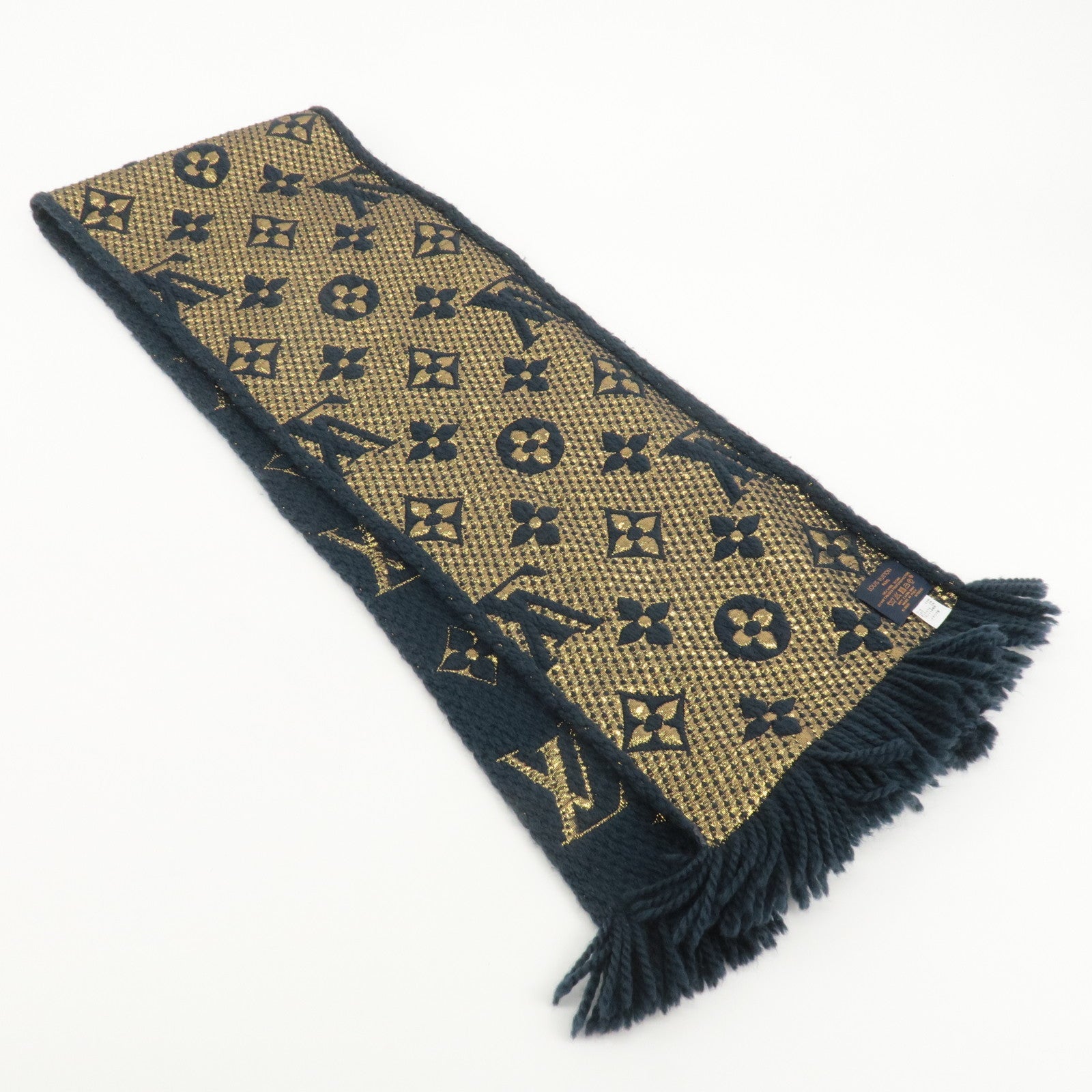 Louis Vuitton Escharpe Logomania Shine Scarf Navy M70815 Used