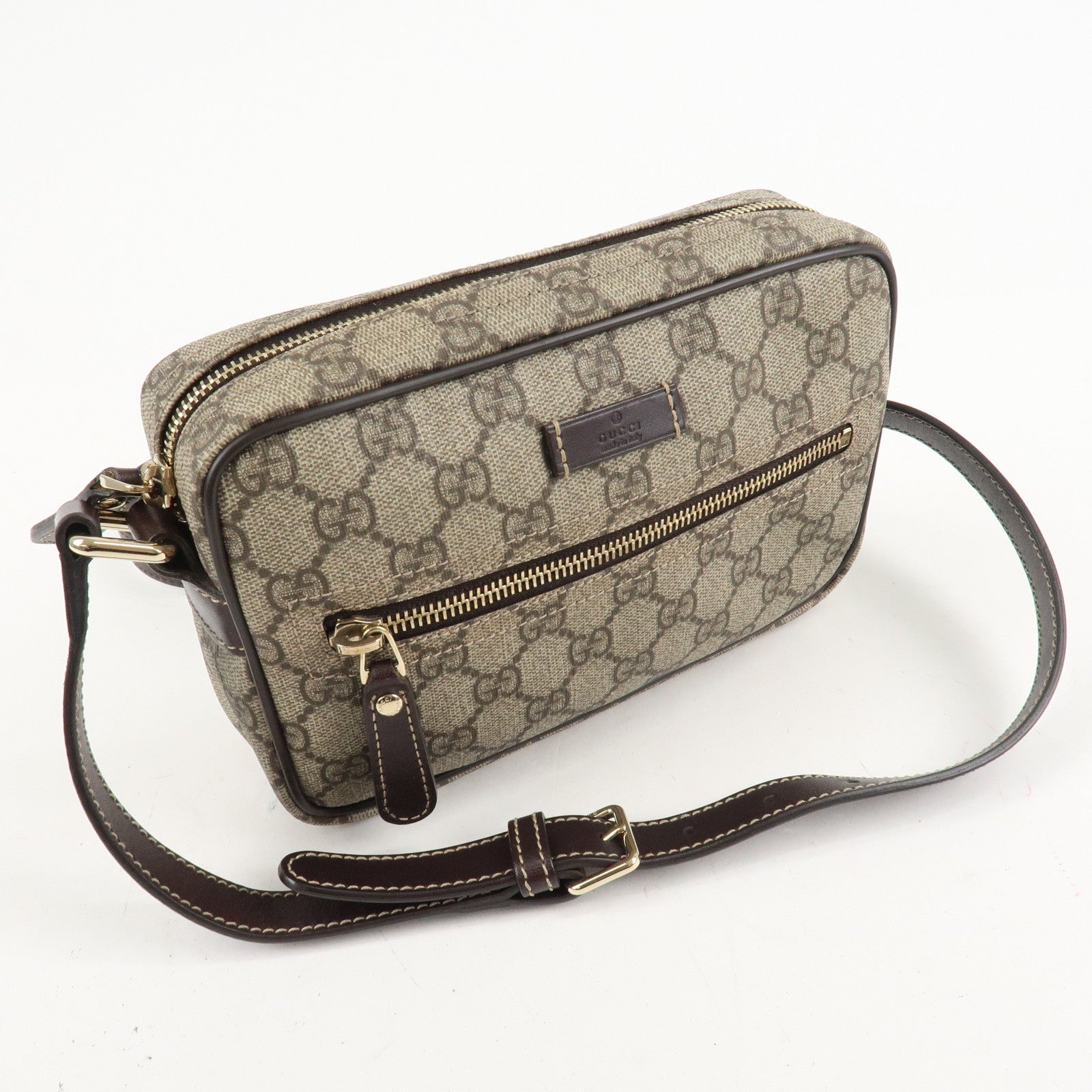 GUCCI GG Suprime Leather Shoulder Bag Beige Brown201447 Used