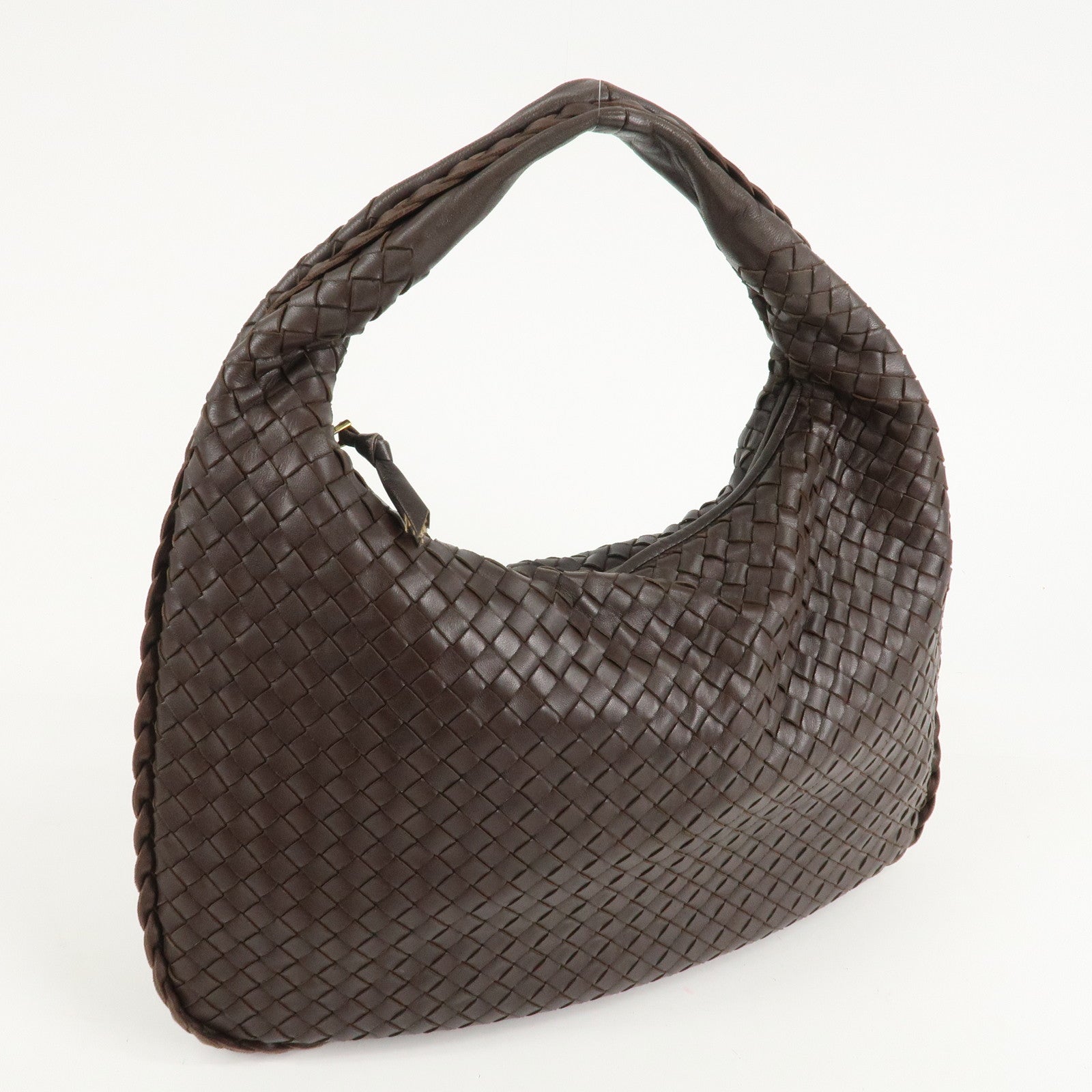 BOTTEGA VENETA Hobo Intrecciato Leather Shoulder Bag Brown 115653