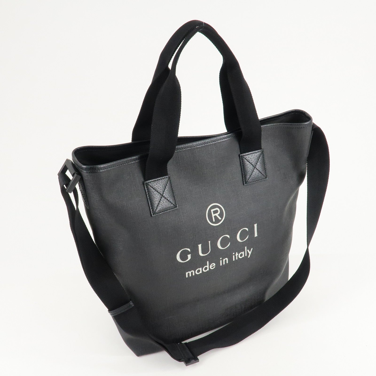 GUCCI PVC 2WAY Bag Tote Bag Shoulder Bag Black 231859 Used