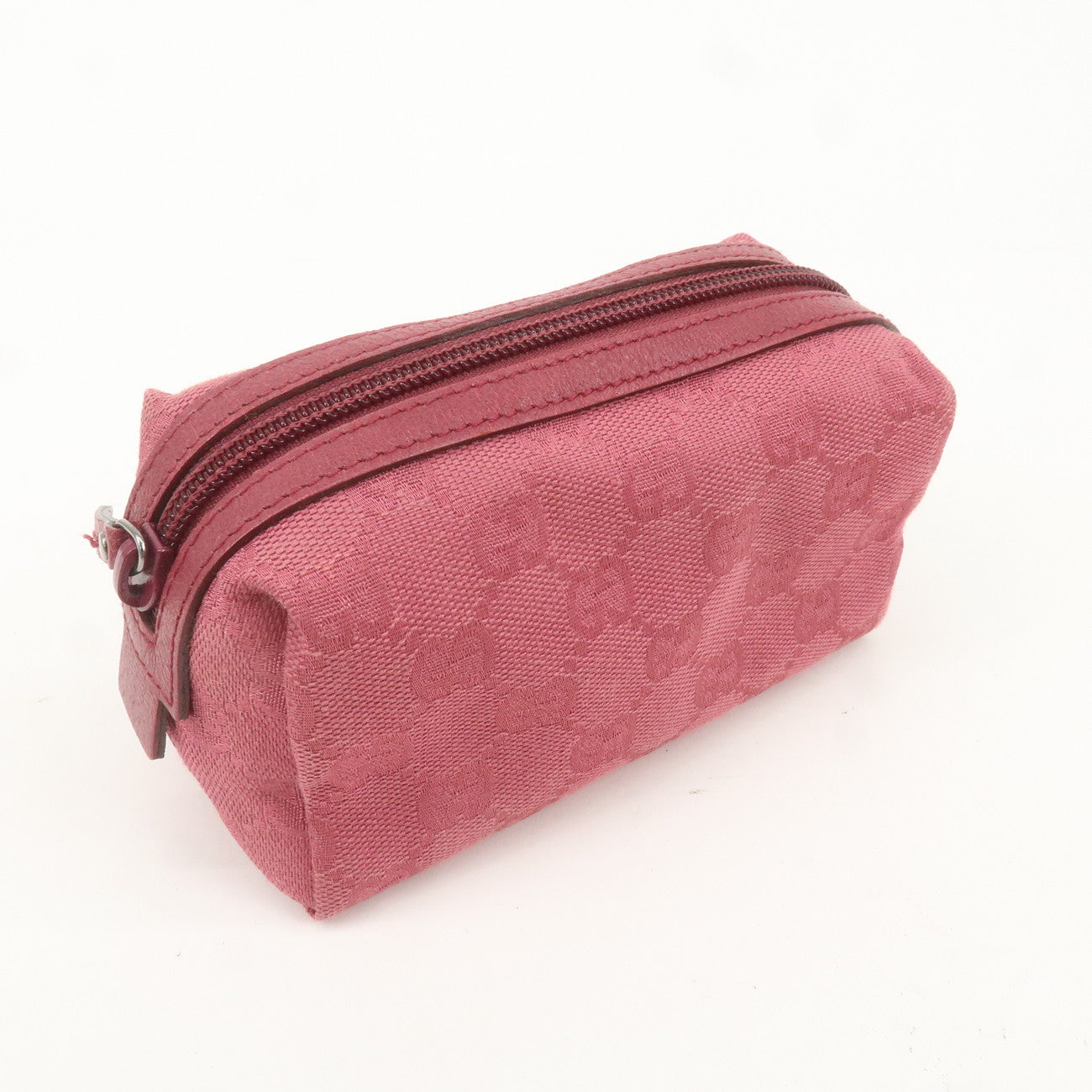 GUCCI GG Canvas Leather Cosmetic Pouch Makeup Case Pink 29596