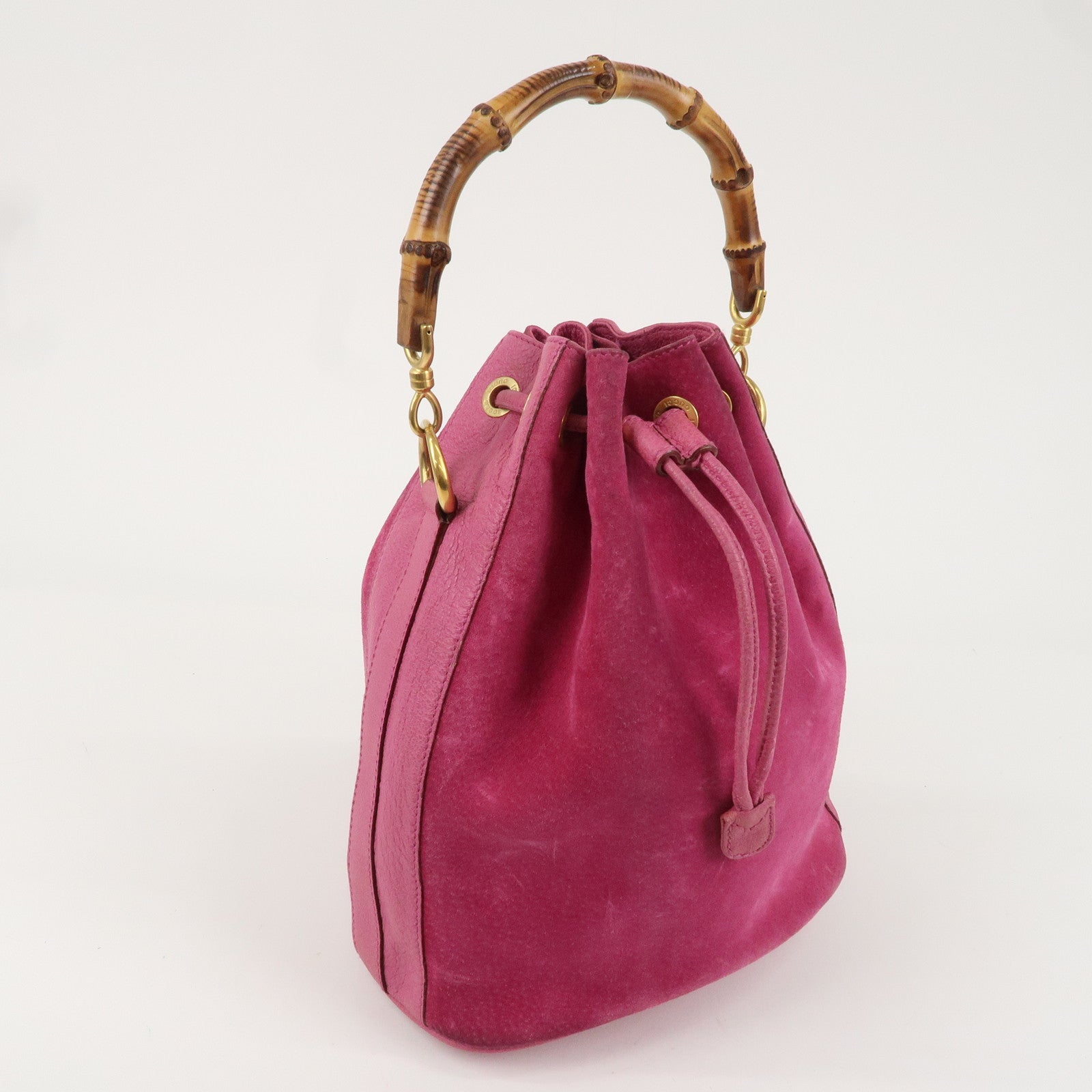 GUCCI Bamboo suede Leather 2WAY Bag Pink 001.2040.1657