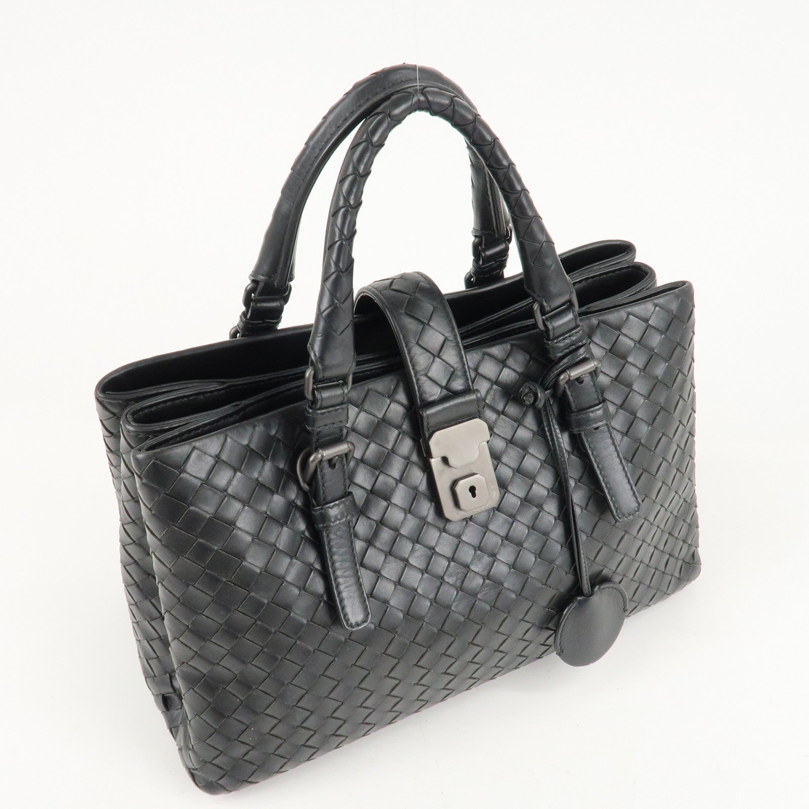 BOTTEGA VENETA Intrecciato Leather Tote Bag Hand Bag Black