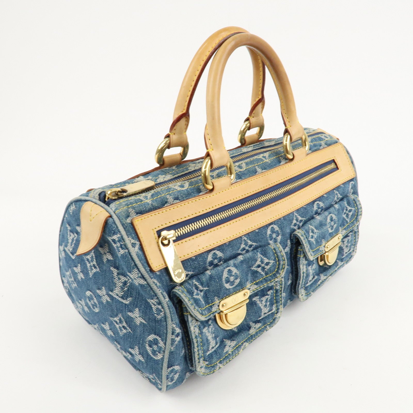 Louis Vuitton Monogram Denim Neo Speedy Boston Bag Blue M95019 Used