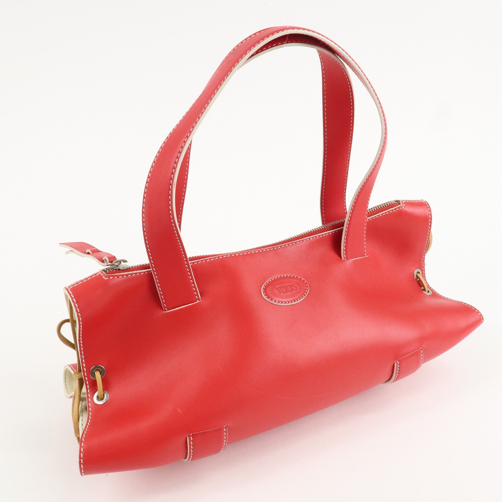 TOD
S Leather Hand Bag Shoulder Bag Red Used