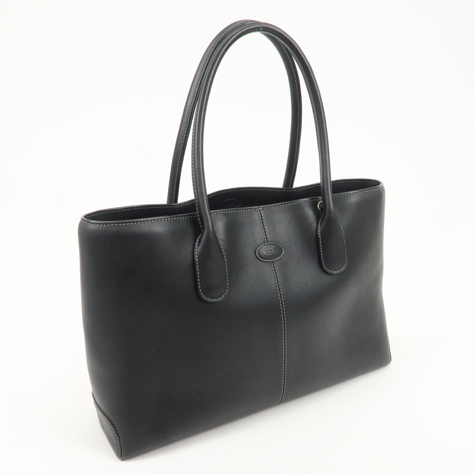 TOD
S Leather Tote Bag Shoulder Bag Hand Bag Black