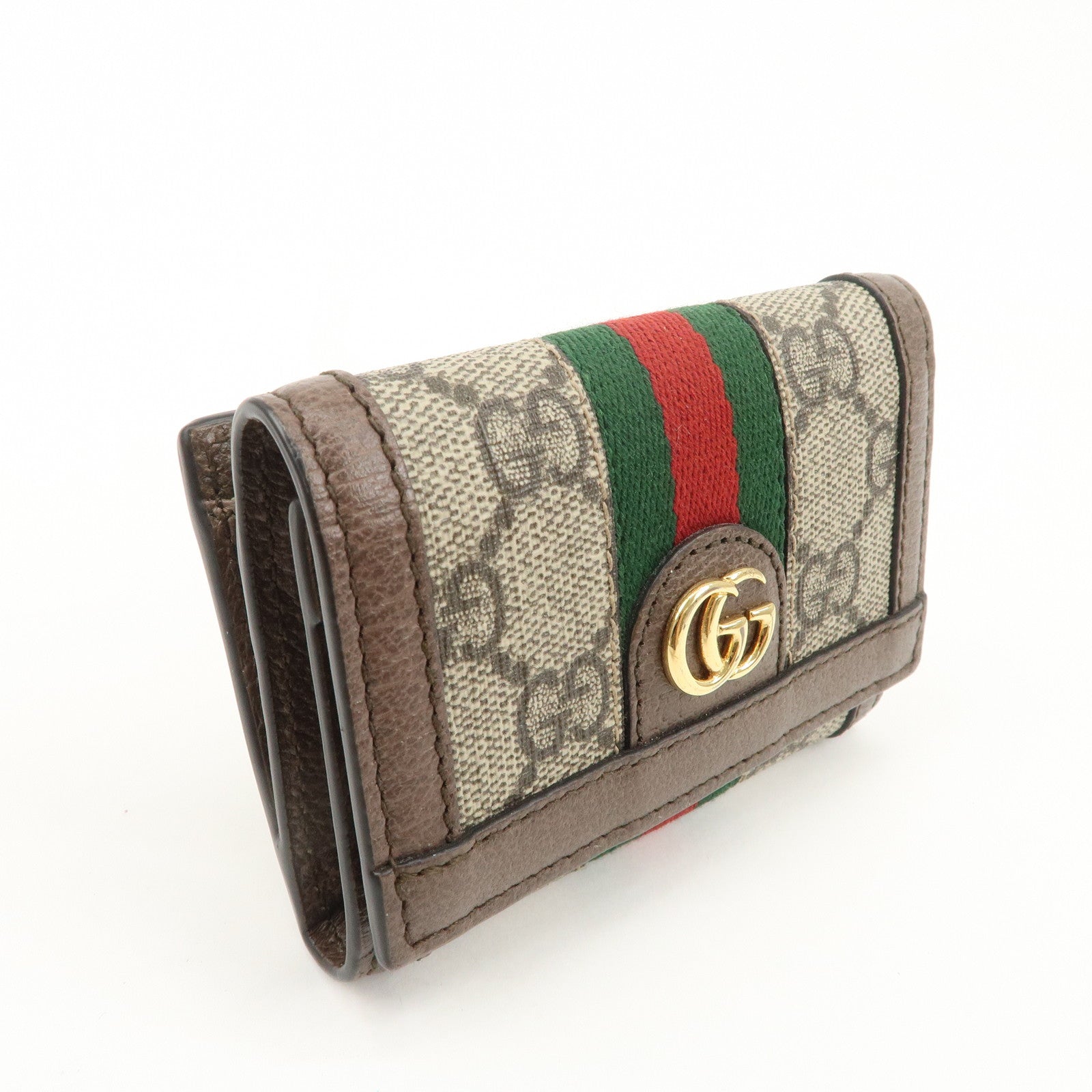 GUCCI Ophidia GG Supreme Leather Tri-Fold Compact Wallet 644334 Used