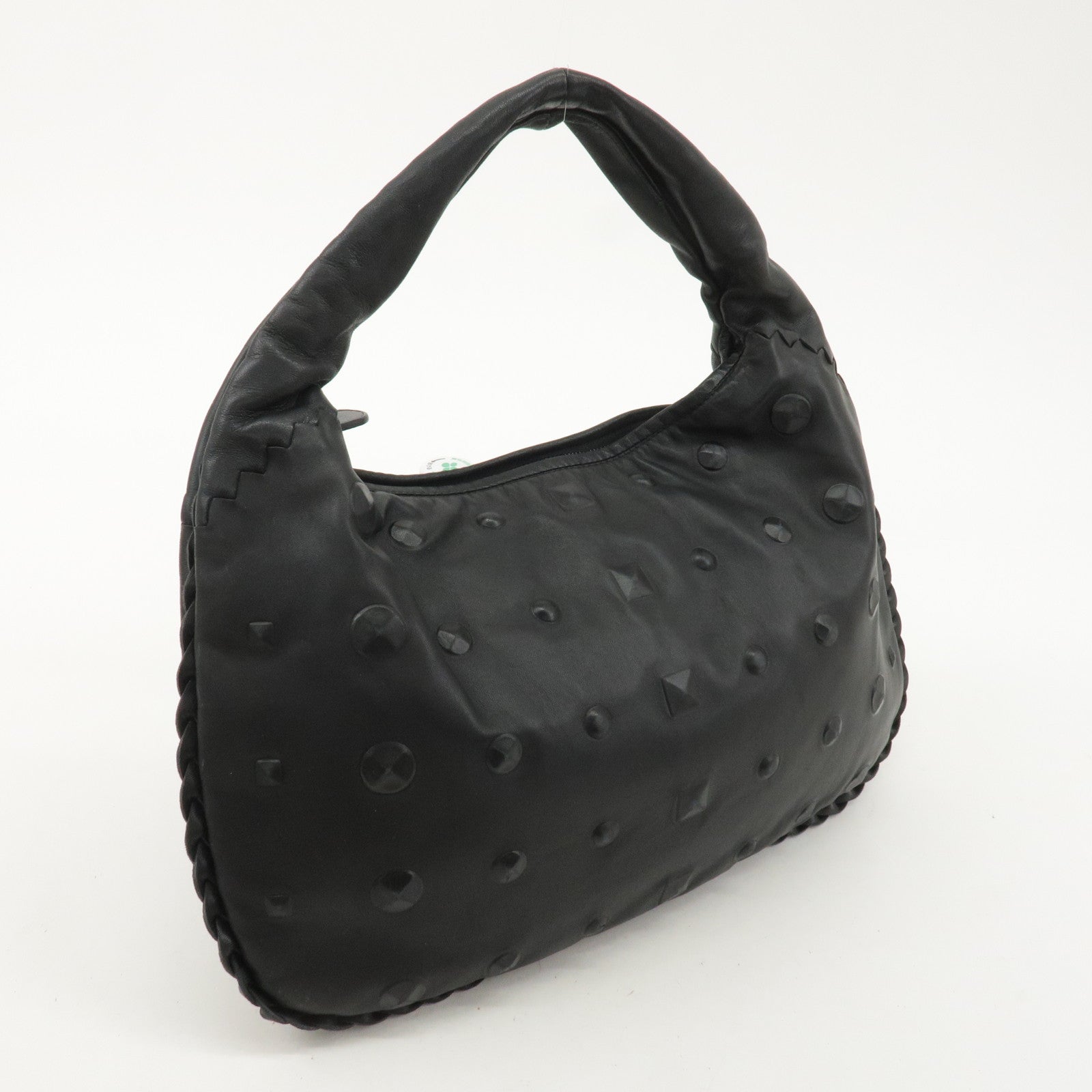 BOTTEGA VENETA Hobo Leather One Shoulder Bag Black 115653