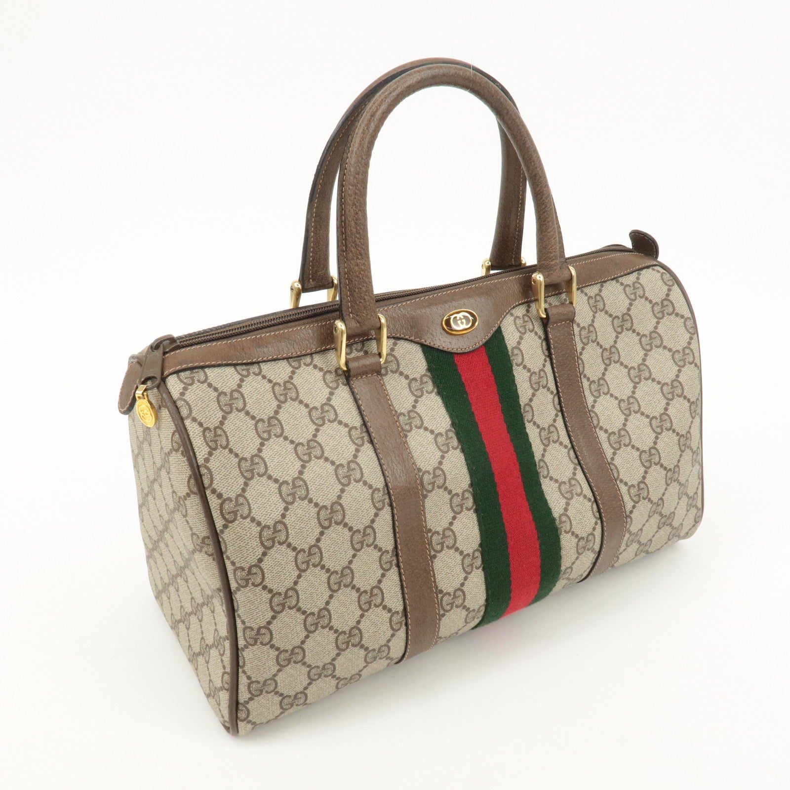 GUCCI Old Gucci Sherry GG Plus Leather Boston Bag 58.02.007 Used