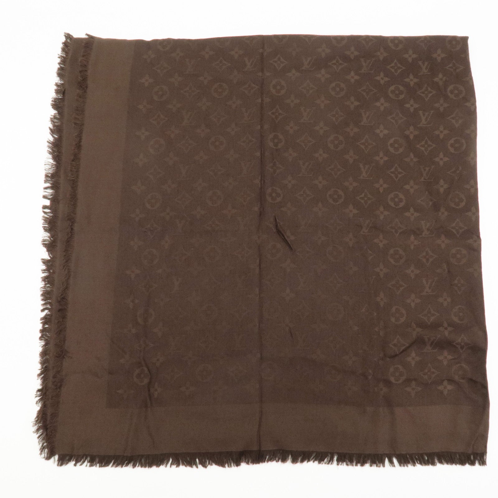 Louis Vuitton Monogram Silk Wool Stole Brown 402336 Used