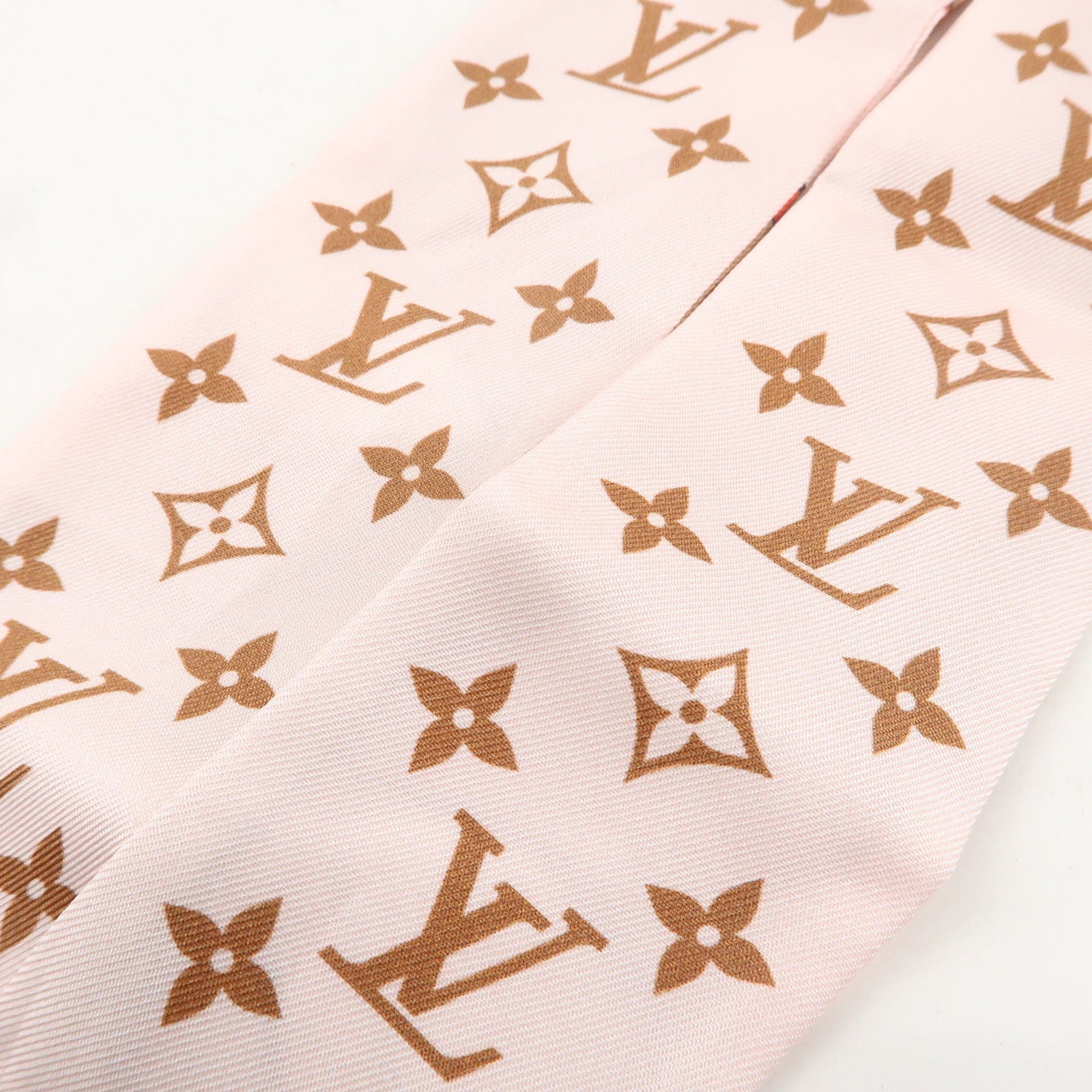 Louis Vuitton Monogram Bandeau BB LV Duality 100% Silk Scarf Pink