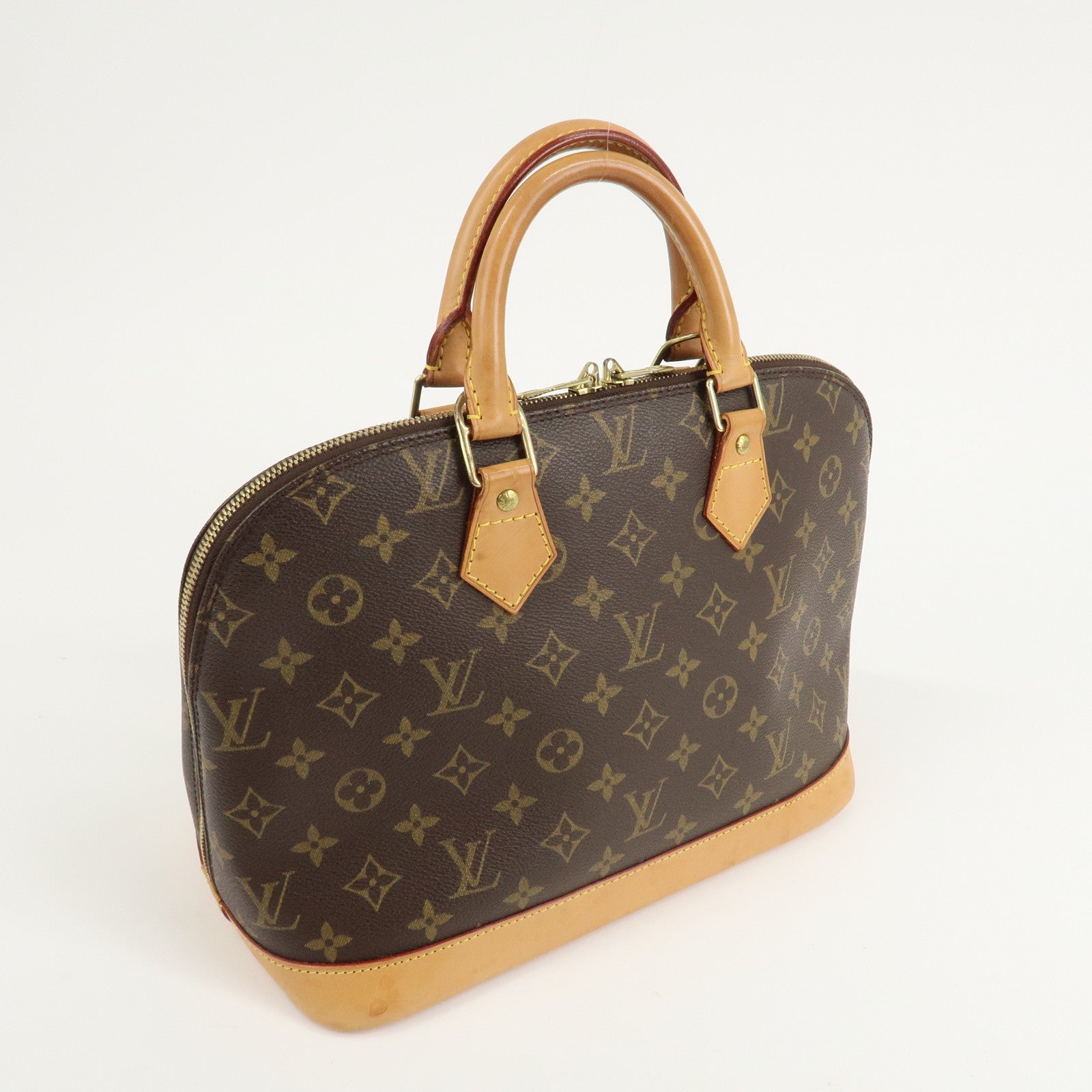 Louis Vuitton Monogram Alma Hand Bag Brown Gold HDW M51130 Used