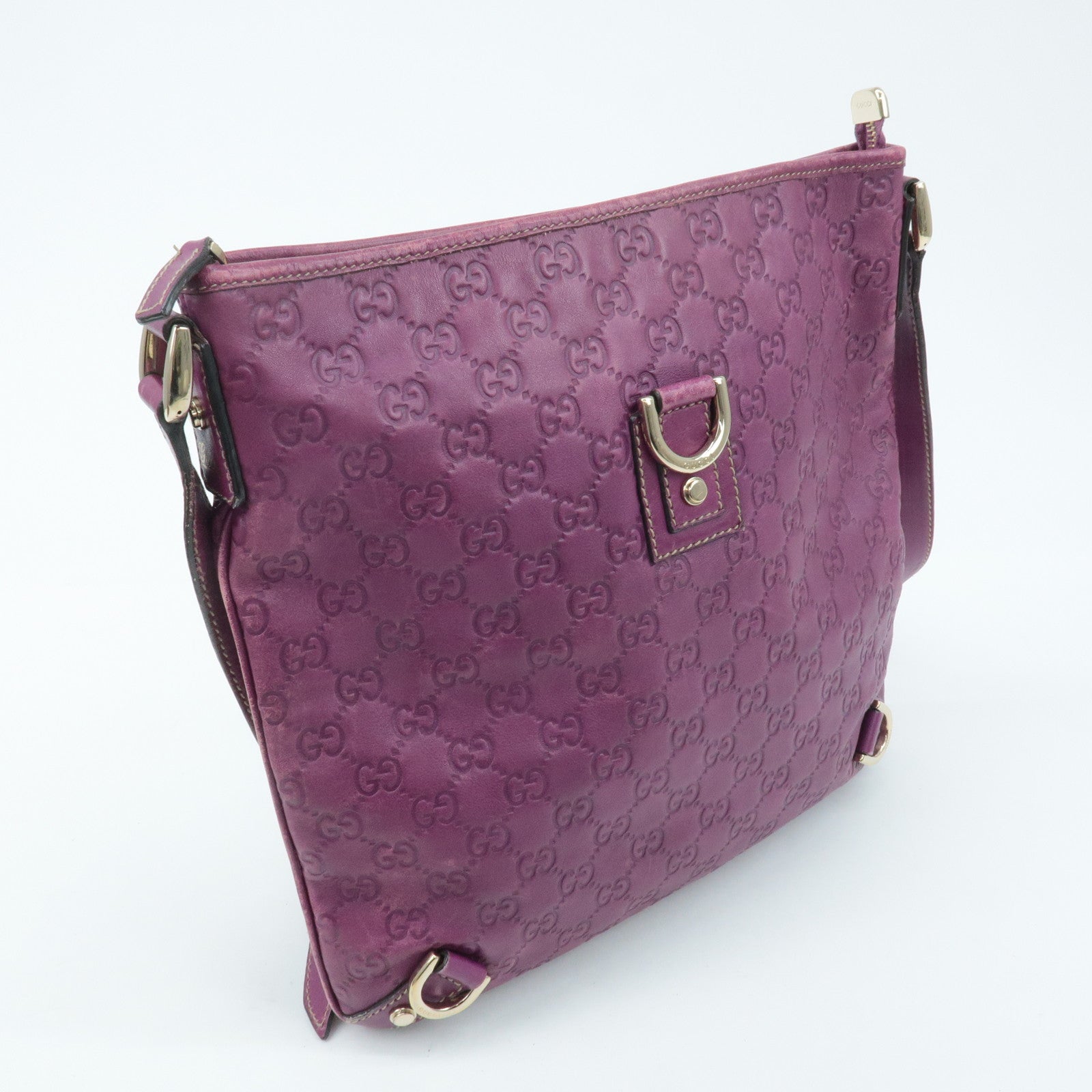 GUCCI Abbey Guccissima Leather Shoulder Bag Purple 131326 Used