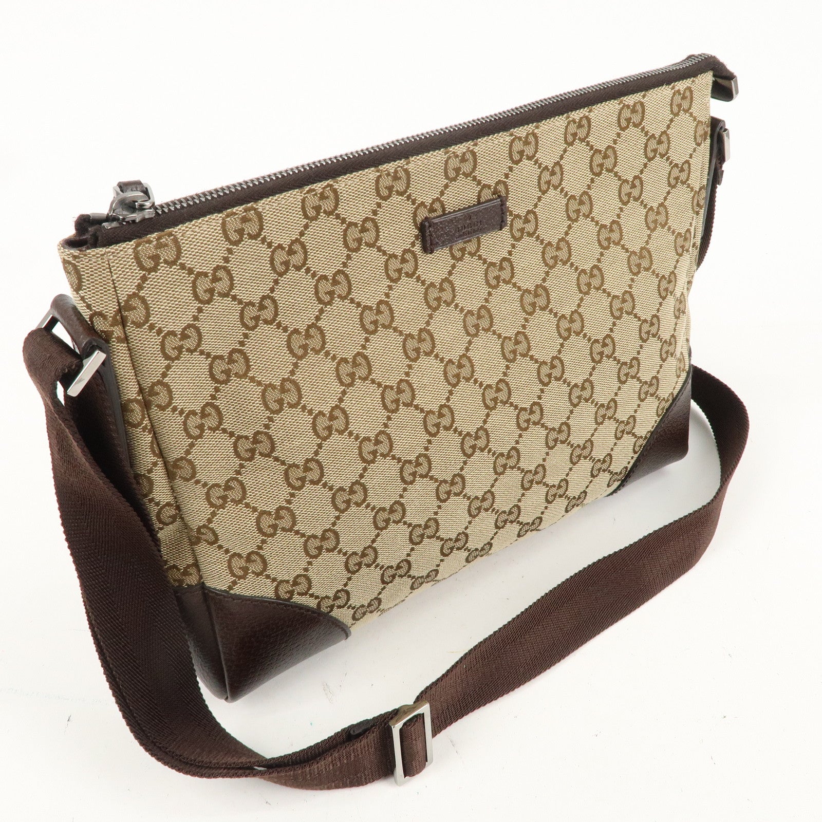 GUCCI GG Canvas Leather Shoulder Bag Crossbody Bag 114273