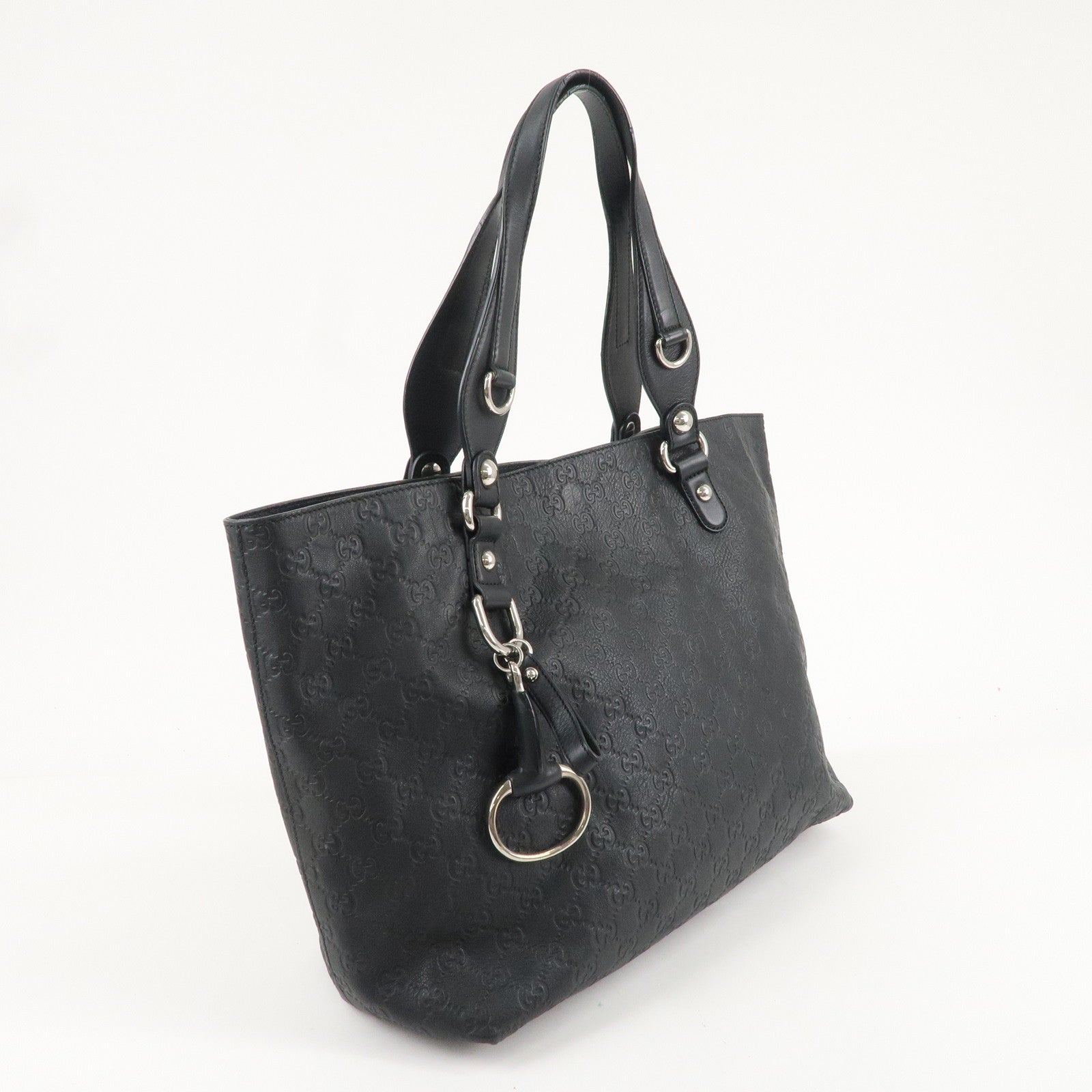 GUCCI Guccissima Leather Horsebit Tote Bag Black 229852