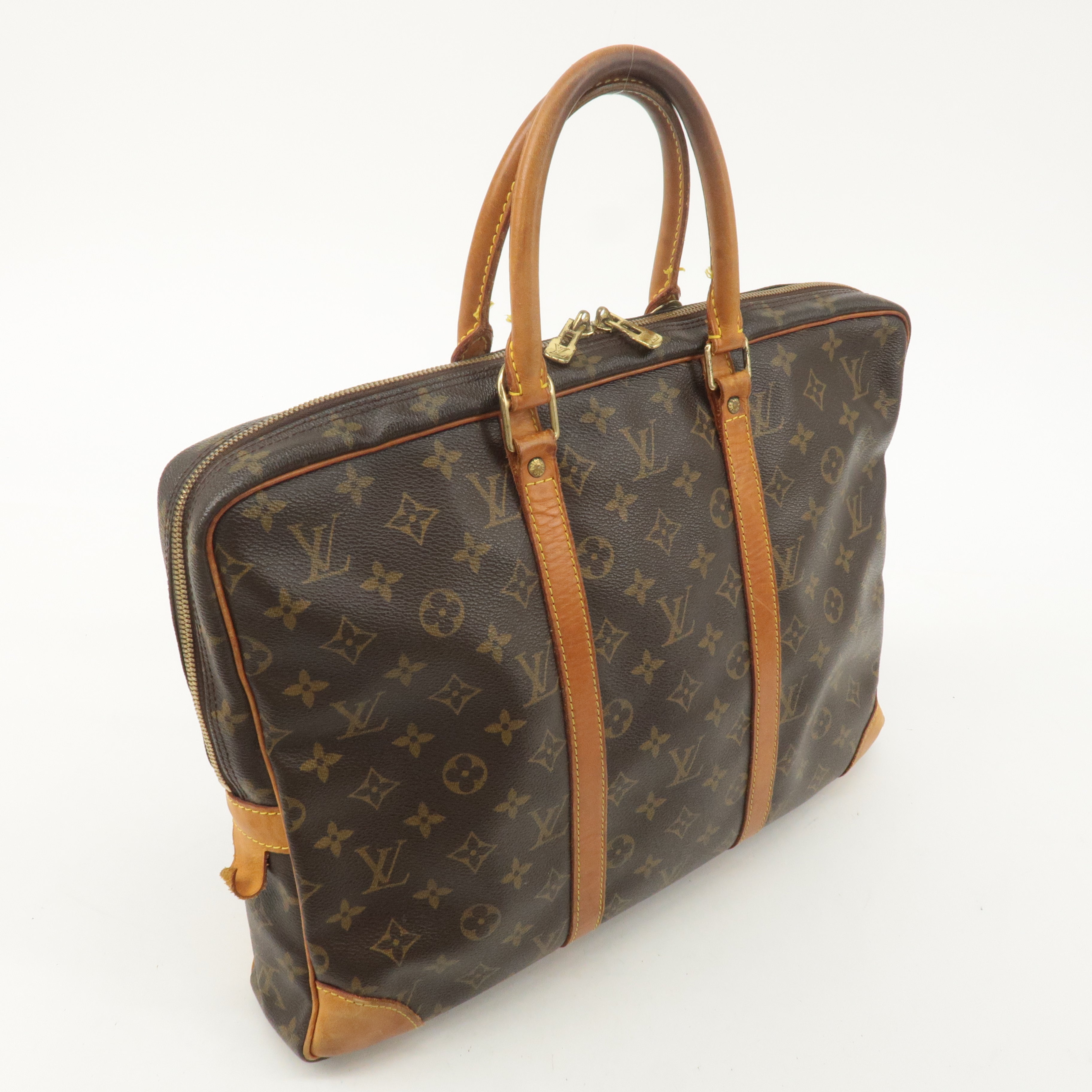 Louis Vuitton Monogram Porte Documents Voyage Bag Brown M53361