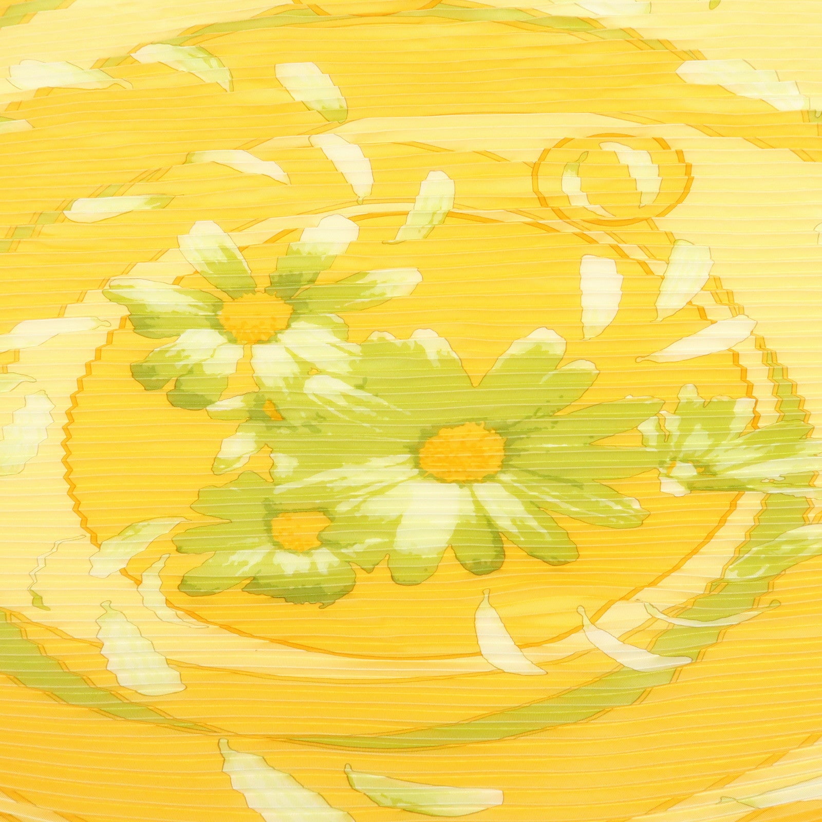 HERMES Silk 100% Pleats Carre Scarf Au gre du Vent Yellow Used