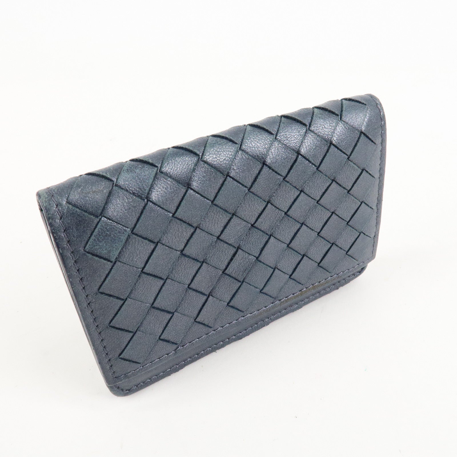 BOTTEGA VENETA Intrecciato Leather Card Case Gray 133945