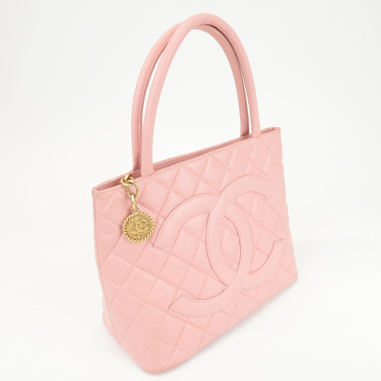 CHANEL Caviar Skin Matelasse Tote Bag Hand Bag Pink A01804