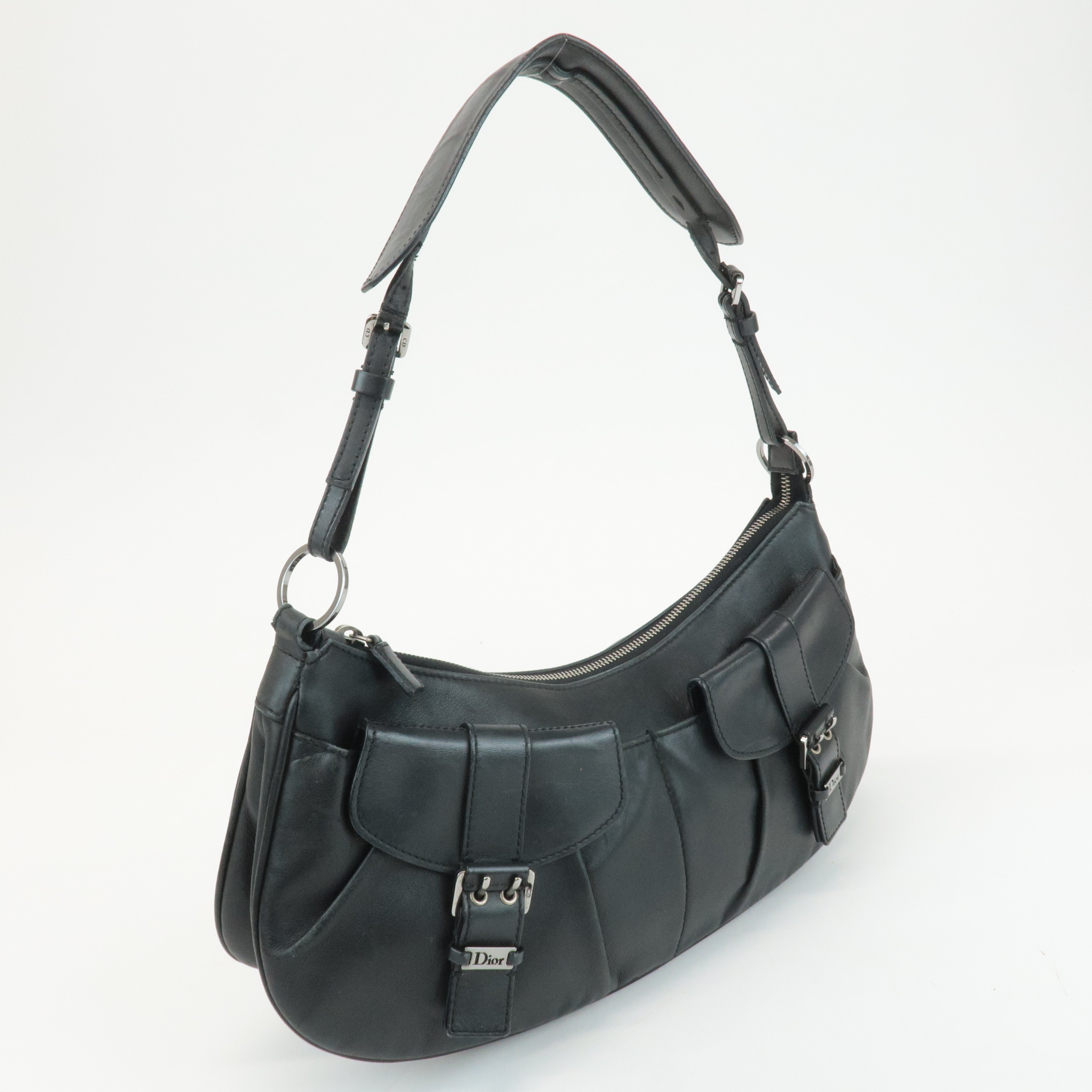 Christian Dior Leather One Shoulder Bag Hand Bag Black