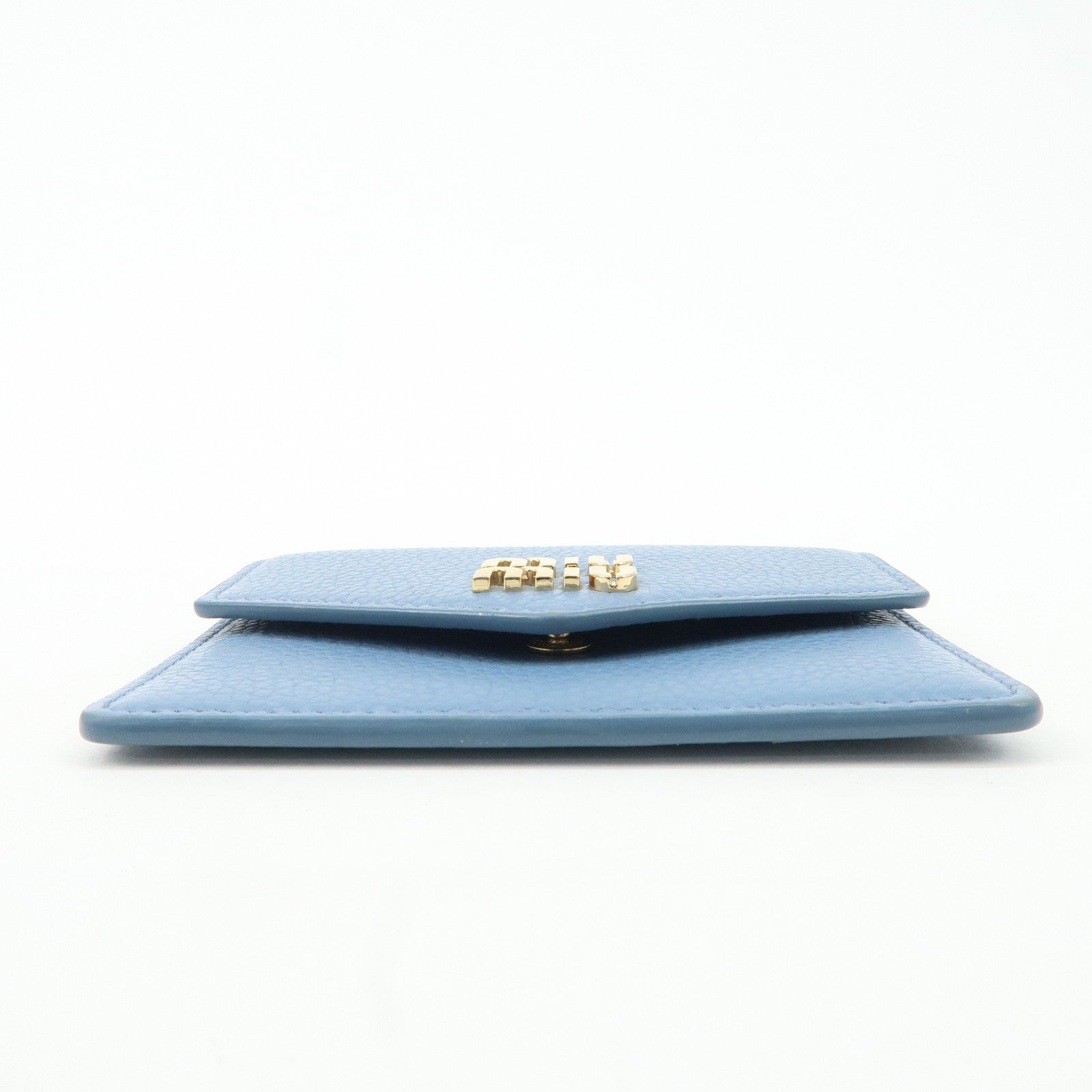 MIU MIU Vitello Dino Leather Card Case Light Blue 5MF031