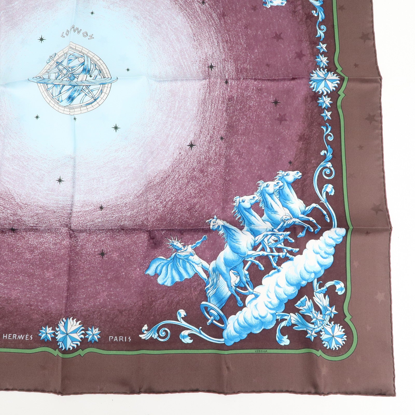 HERMES Carre 90 Silk 100% Scarf COSMOS Space View Brown Blue White