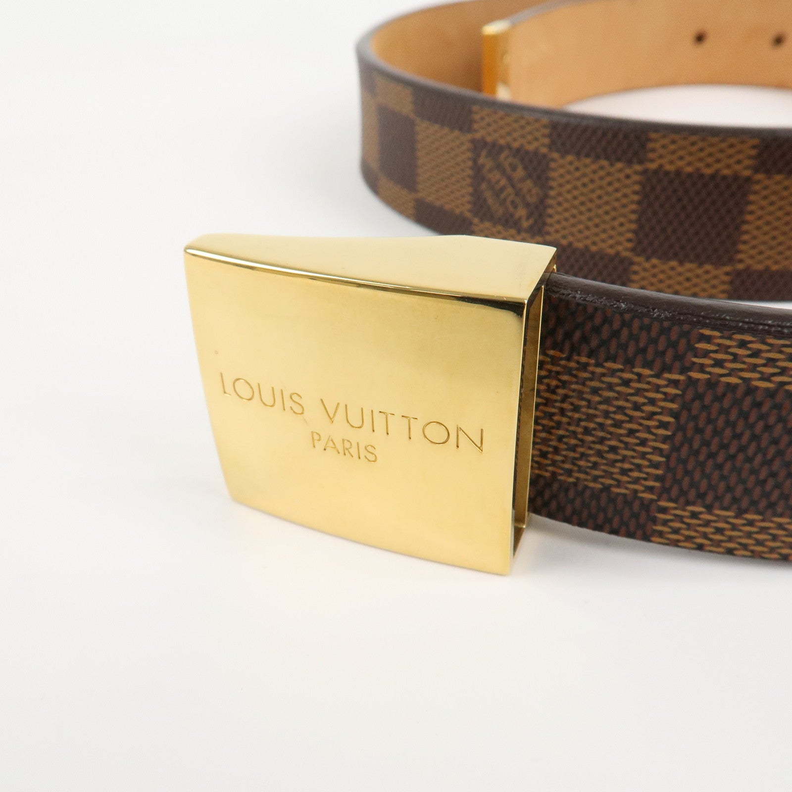 AuthLouis Vuitton Damier Ebene Saint Tulle Belt Carre 85/34 M6803V