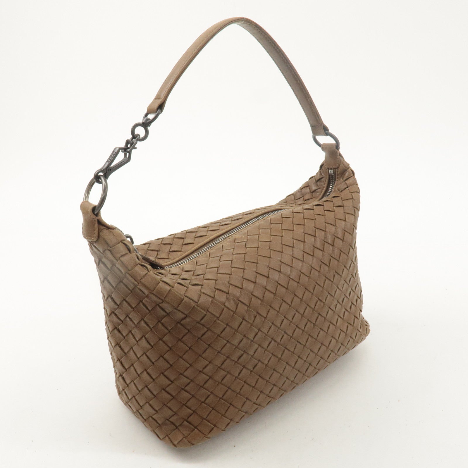 BOTTEGA VENETA Intrecciato Leather Shoulder Bag Light Brown